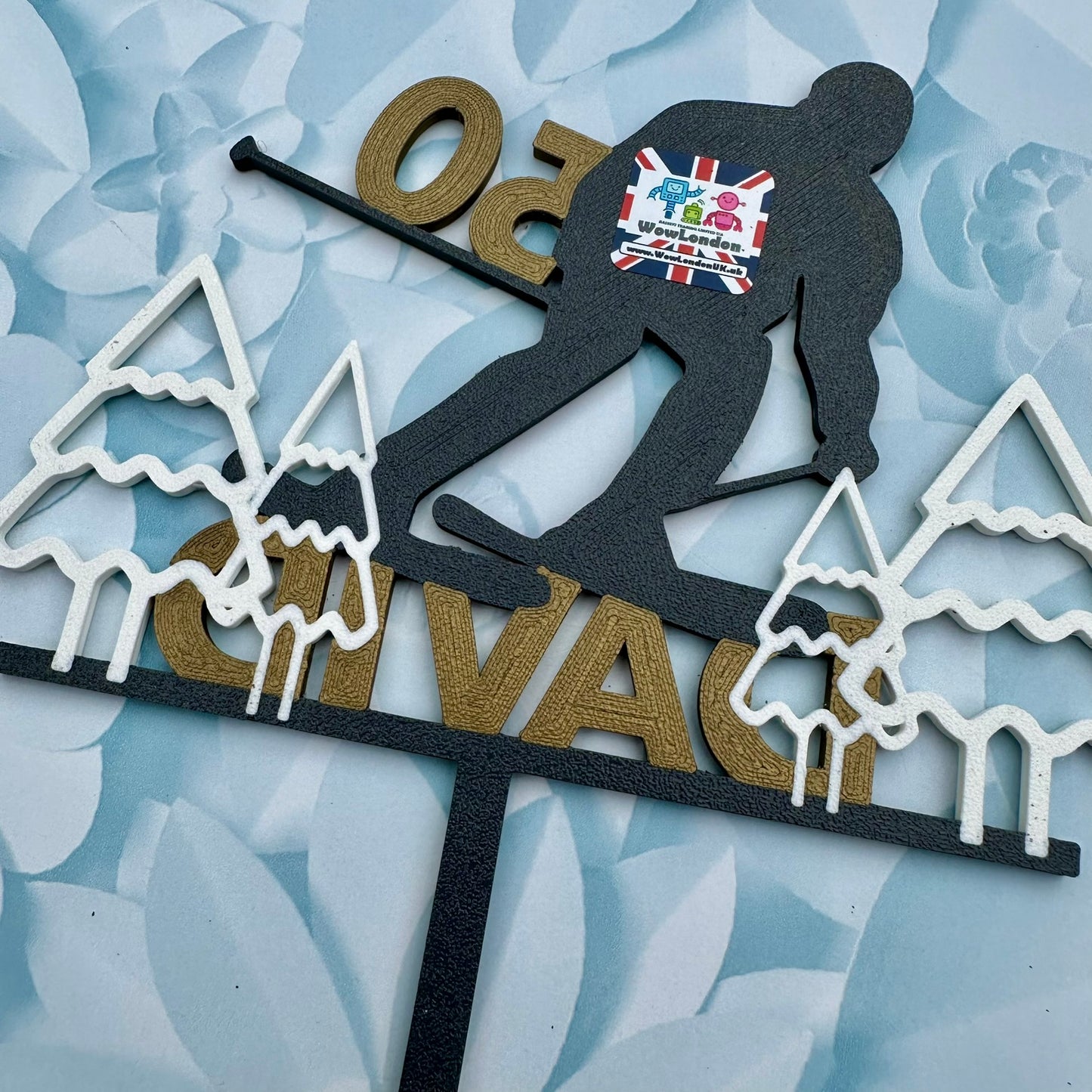 Ski Skier Skiing Birthday Cake Topper - Personalised - Cake Decorations - Party Supplies - Winter Sports - Mountain Hill - Bespoke - Custom