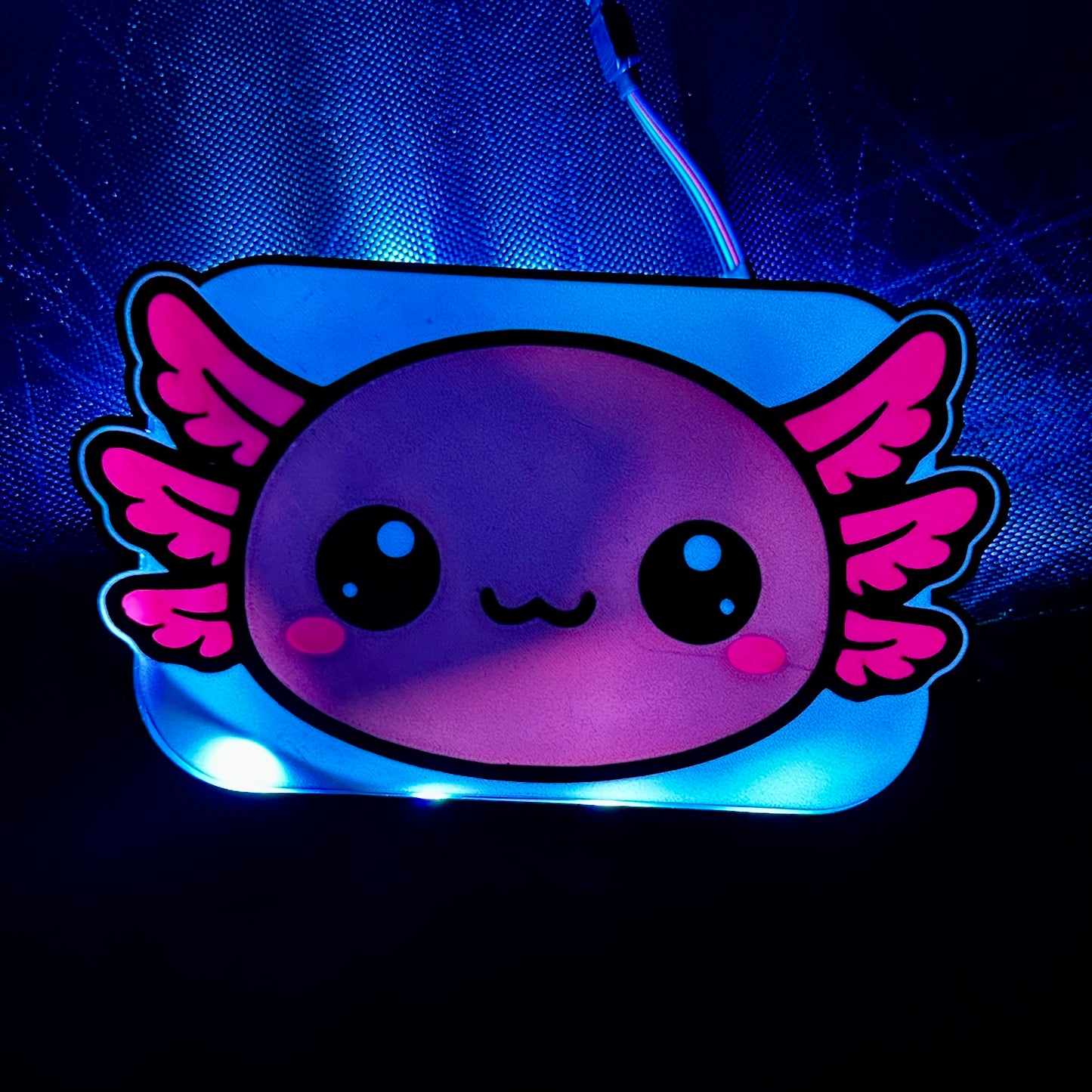 Kawaii Axolotl LED Light Box – Color Changing Night Light, USB Powered Bedroom Decor