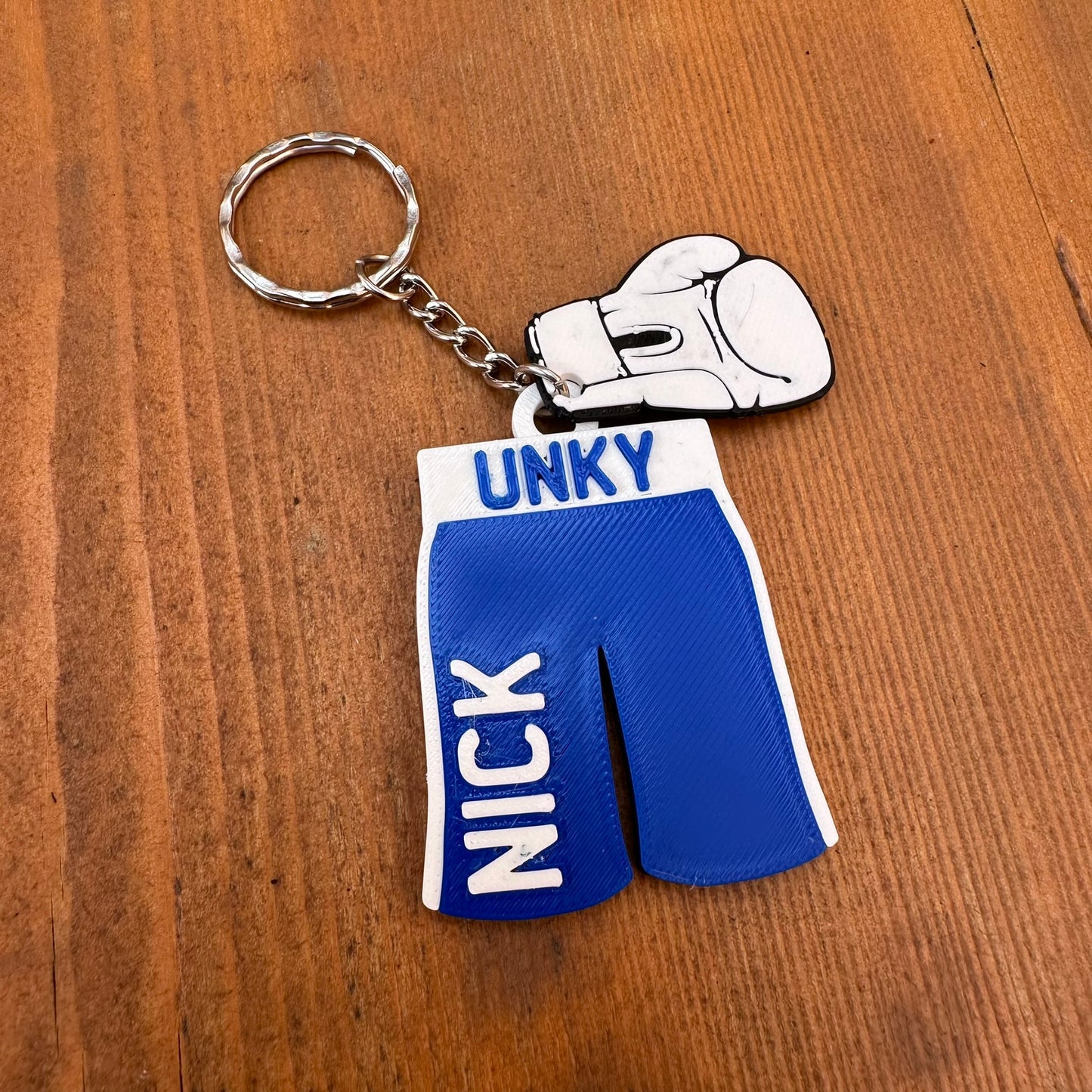 Boxing Glove Shorts Keyring - Keychain - Personalised 3D Printed - Team - Sportsman - Stocking Filler - Sports Charm - Gift for Boxer - Gym