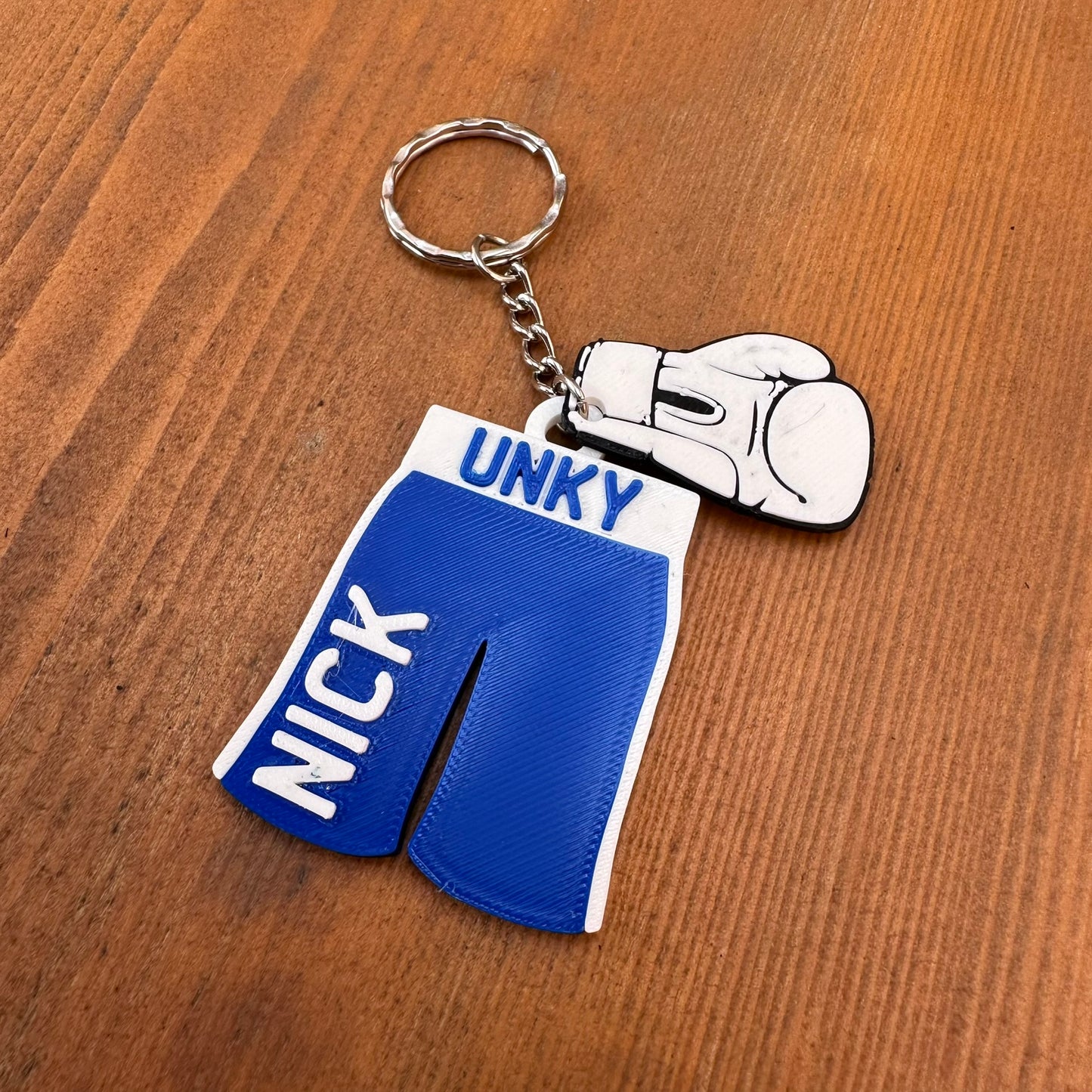 Boxing Glove Shorts Keyring - Keychain - Personalised 3D Printed - Team - Sportsman - Stocking Filler - Sports Charm - Gift for Boxer - Gym