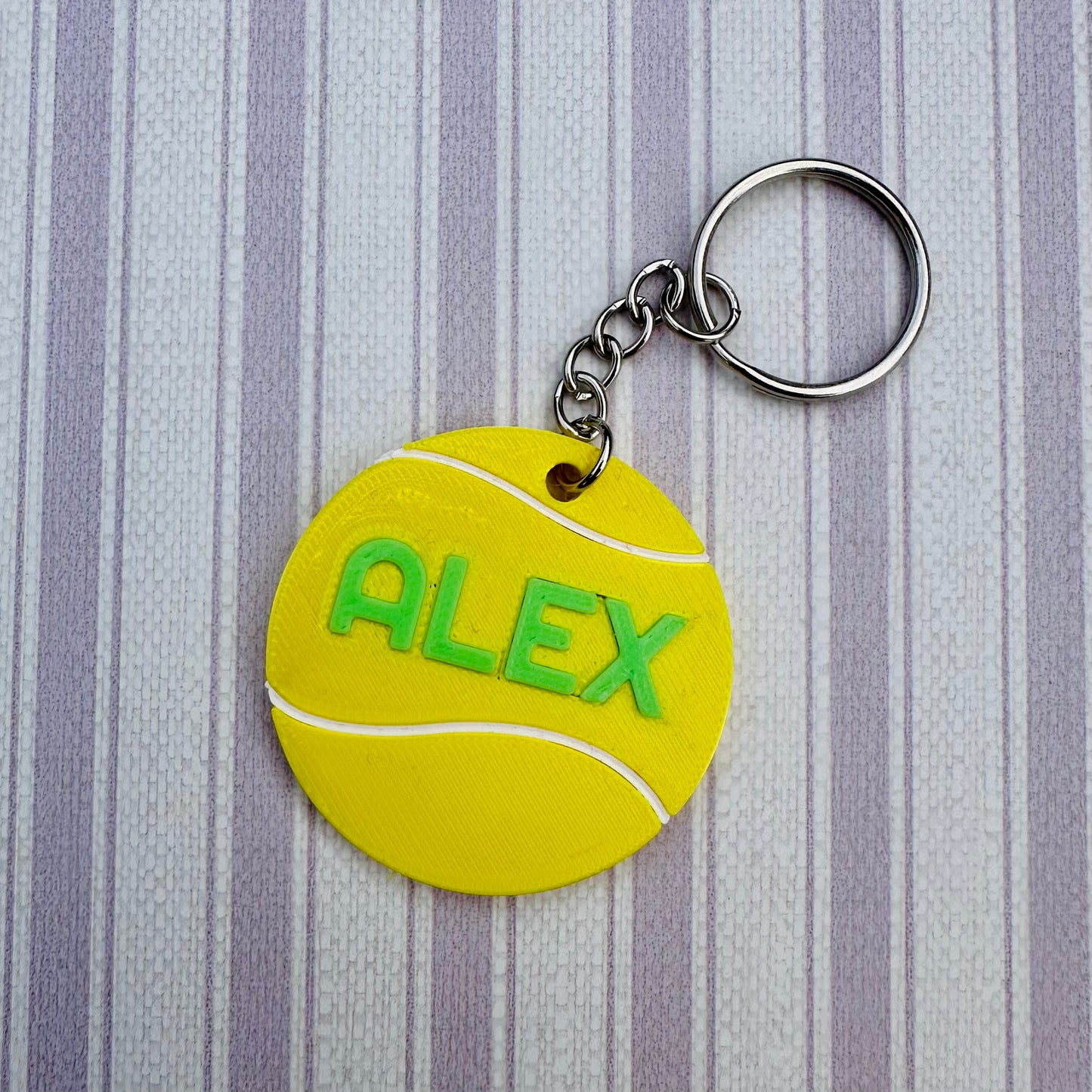 Tennis Ball Keyring - Keychain - Personalised 3D Printed - Team - Sportsman - Fun Gift - Stocking Filler - Sports - Racket - Wimbledon