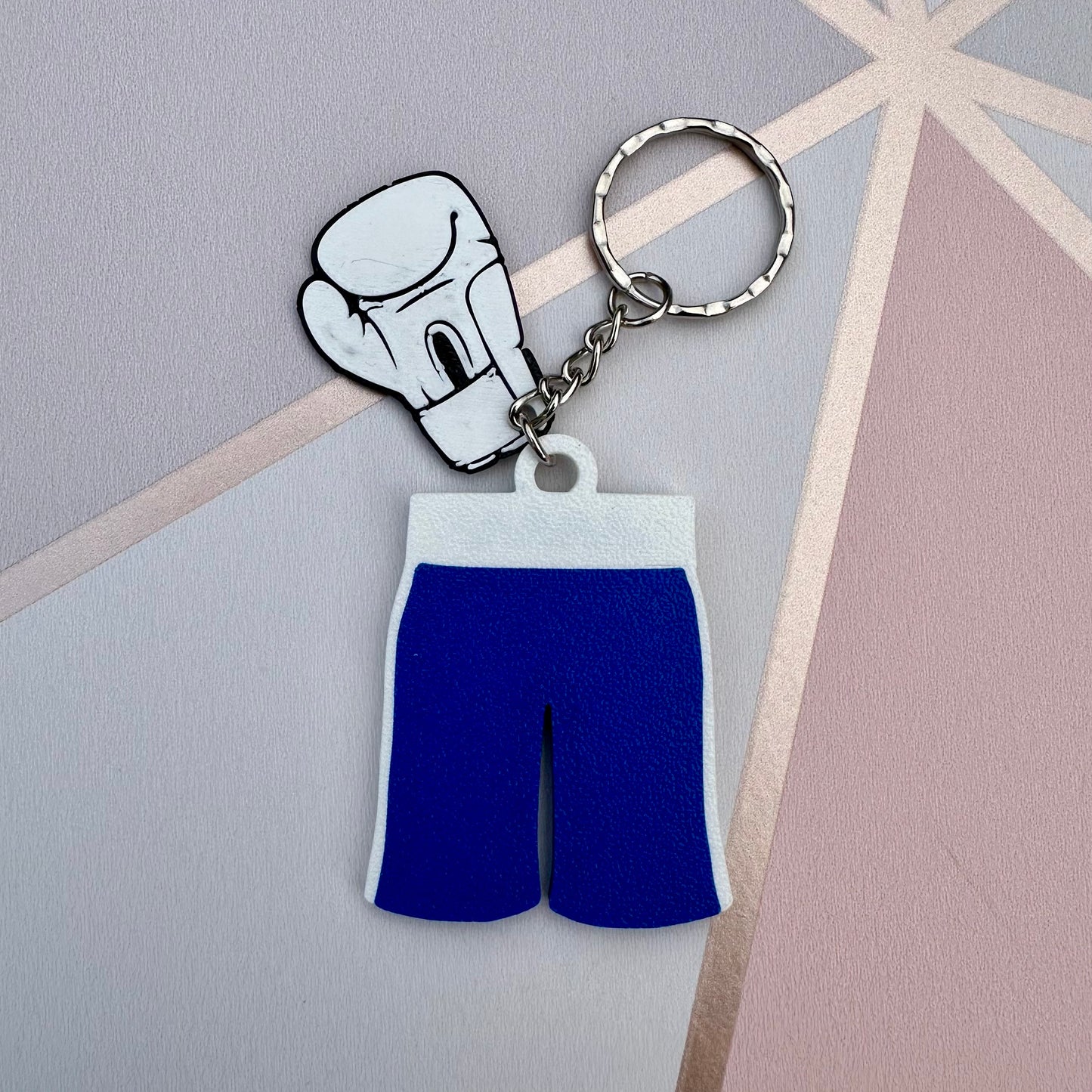 Boxing Glove Shorts Keyring - Keychain - Personalised 3D Printed - Team - Sportsman - Stocking Filler - Sports Charm - Gift for Boxer - Gym