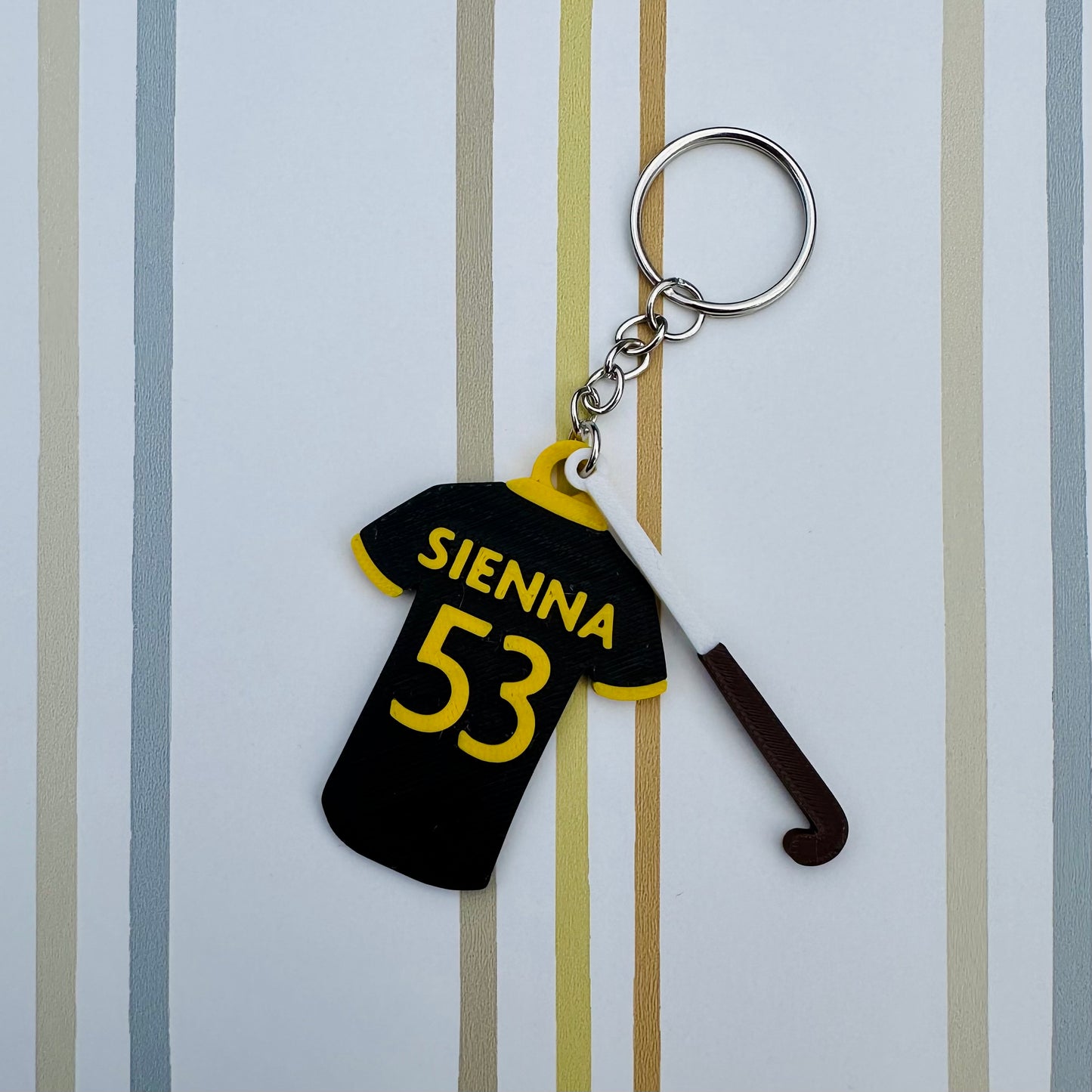 Field Hockey Shirt Keyring - Keychain - Personalised 3D Printed - Team - Sportsman - Fun Gift - Stocking Filler - Sports - Stick - Puck