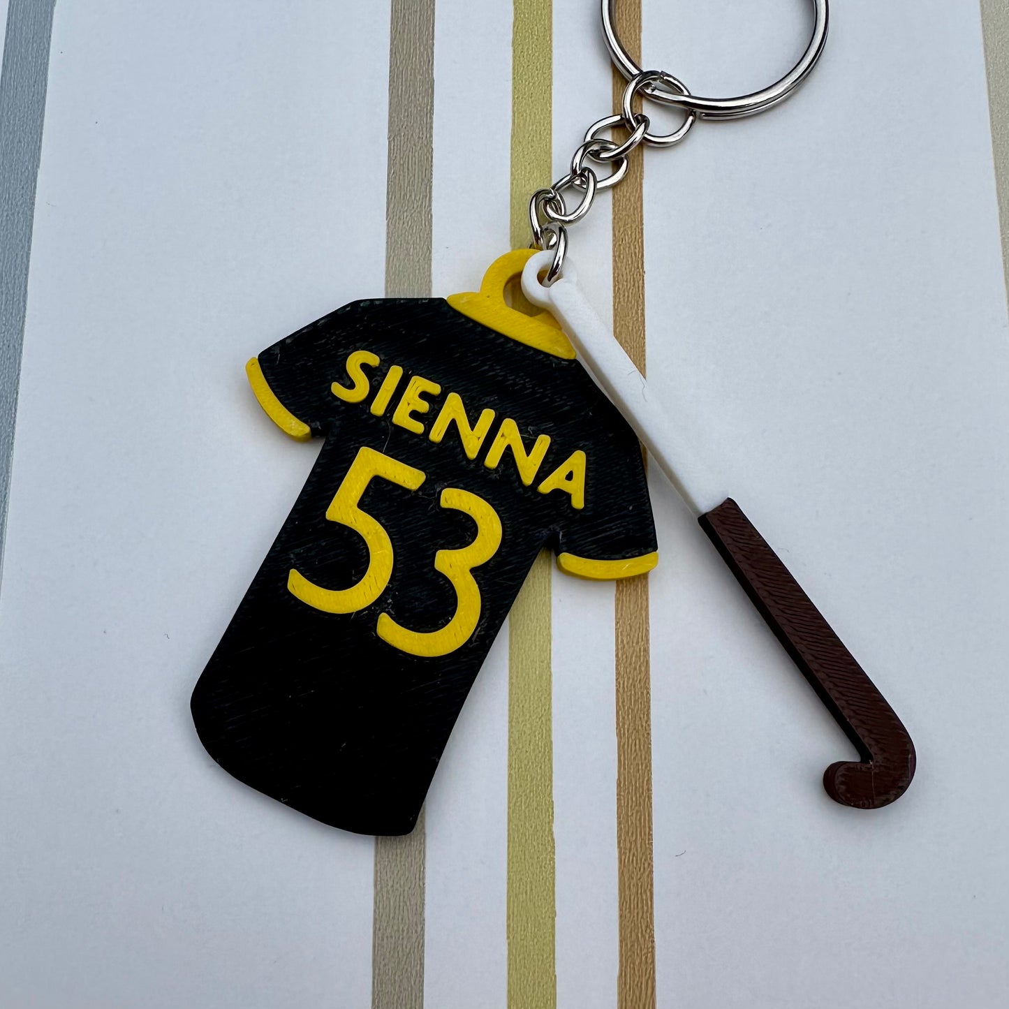 Field Hockey Shirt Keyring - Keychain - Personalised 3D Printed - Team - Sportsman - Fun Gift - Stocking Filler - Sports - Stick - Puck
