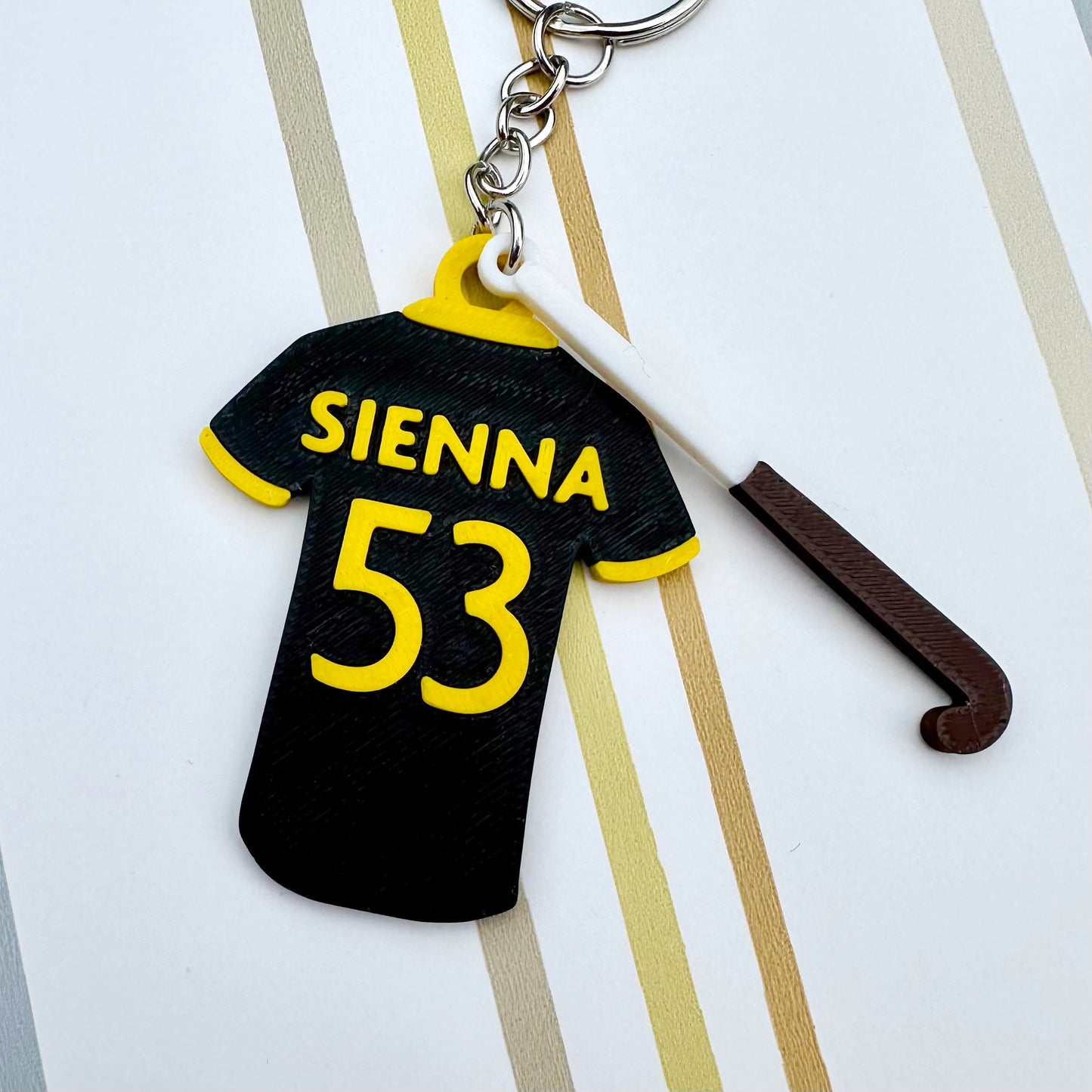 Field Hockey Shirt Keyring - Keychain - Personalised 3D Printed - Team - Sportsman - Fun Gift - Stocking Filler - Sports - Stick - Puck