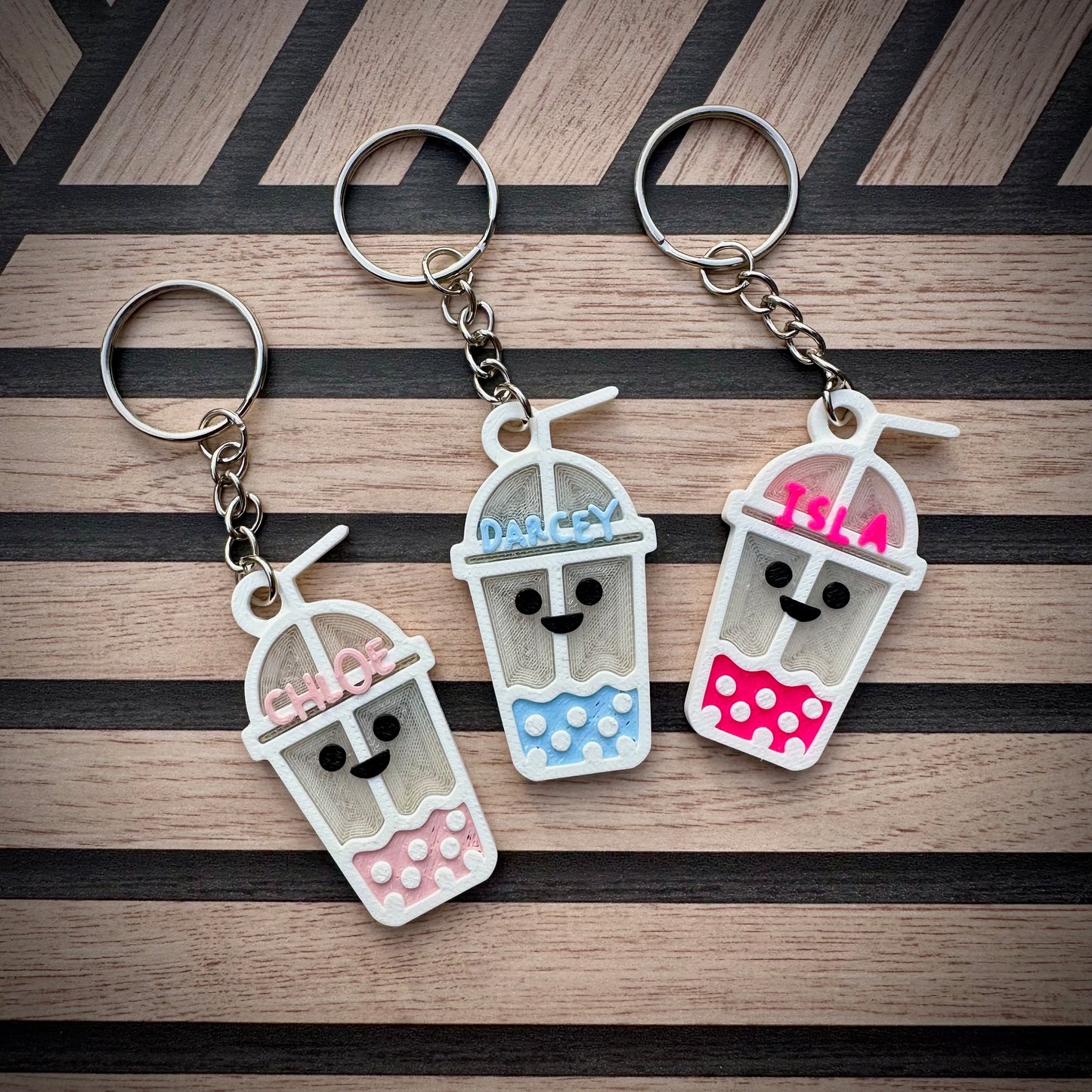 Boba Bubble Milk Fruit Tea Keyring - Keychain - Personalised 3D Printed - Kawaii - Fun Gift - Stocking Filler - Party Bags - Cute - Jelly
