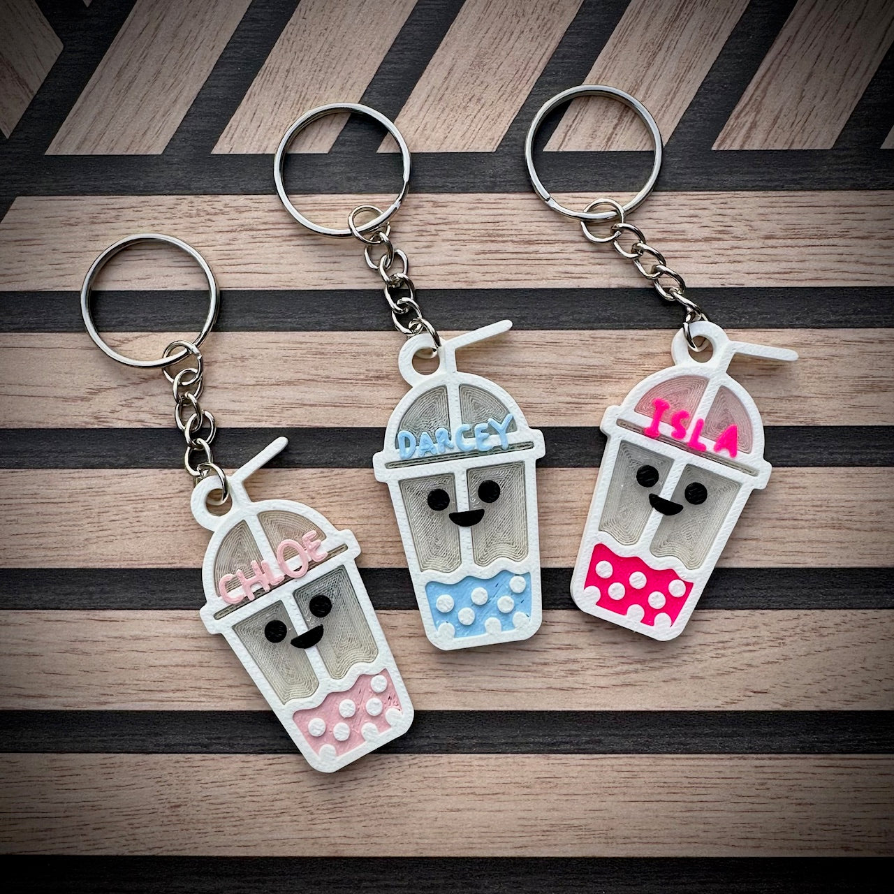 Boba Bubble Milk Fruit Tea Keyring - Keychain - Personalised 3D Printed - Kawaii - Fun Gift - Stocking Filler - Party Bags - Cute - Jelly