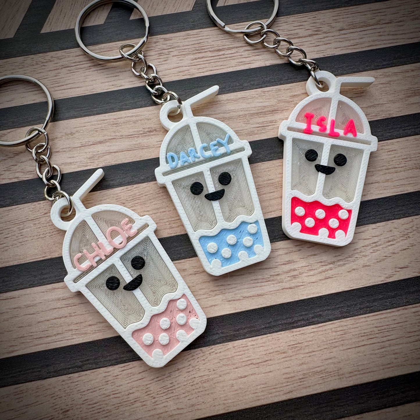 Boba Bubble Milk Fruit Tea Keyring - Keychain - Personalised 3D Printed - Kawaii - Fun Gift - Stocking Filler - Party Bags - Cute - Jelly