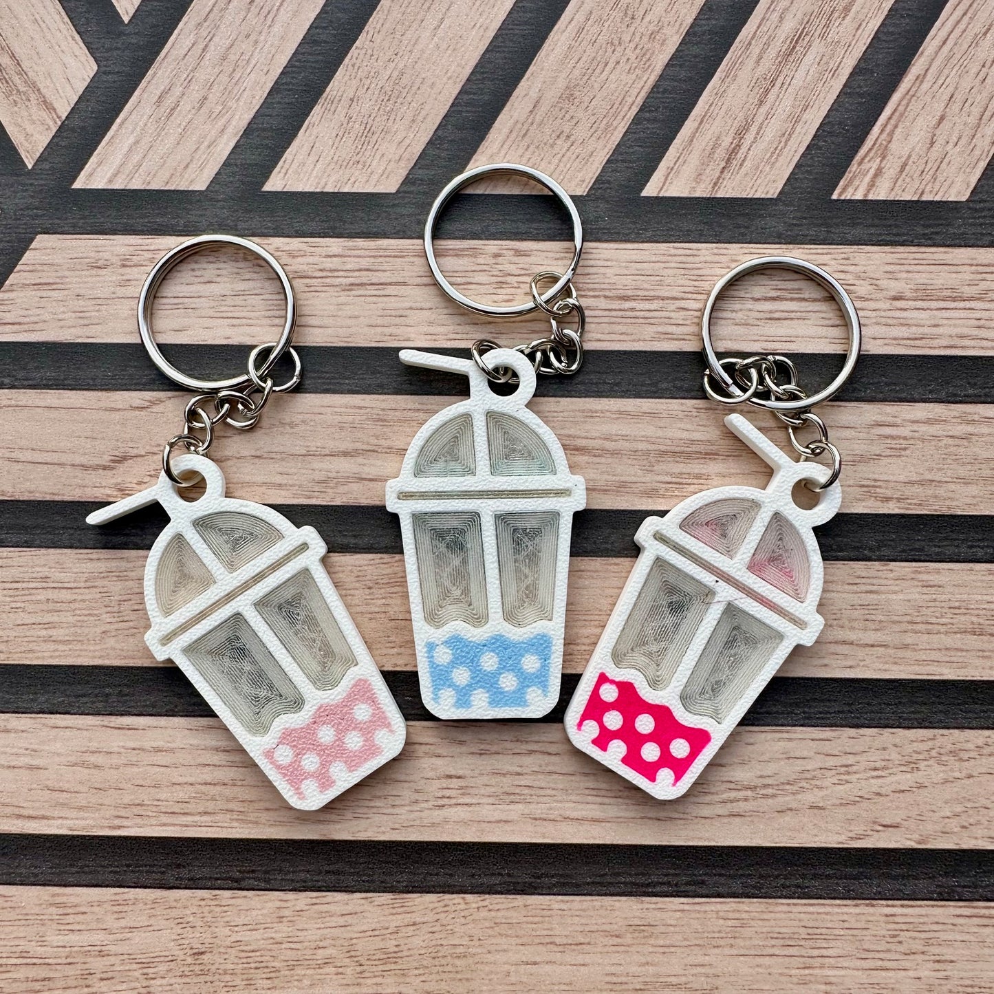 Boba Bubble Milk Fruit Tea Keyring - Keychain - Personalised 3D Printed - Kawaii - Fun Gift - Stocking Filler - Party Bags - Cute - Jelly