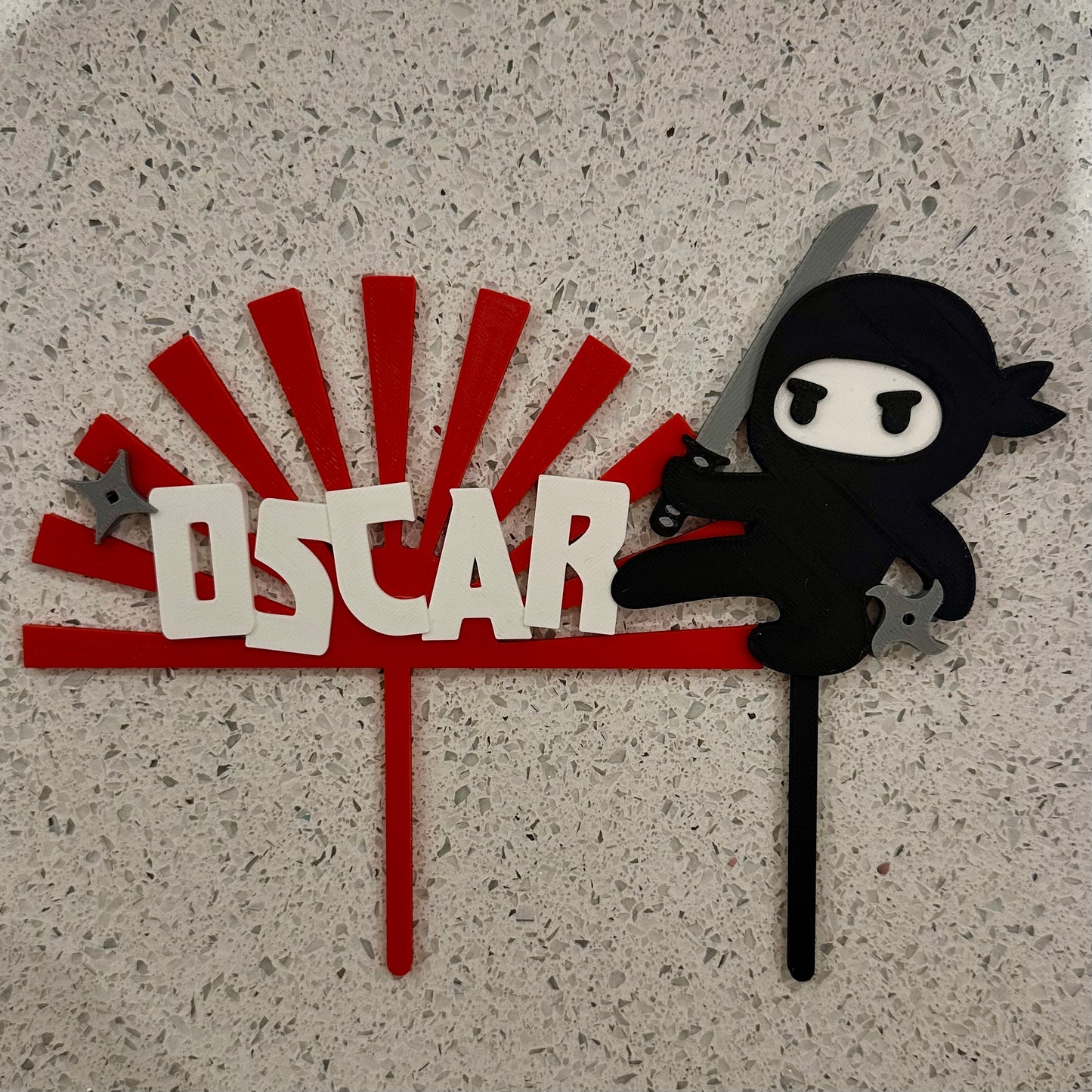 Ninja Japanese Rising Sun - Birthday Cake Topper - Martial Arts - Fully Personalised - Cake Decorations - Party Supplies