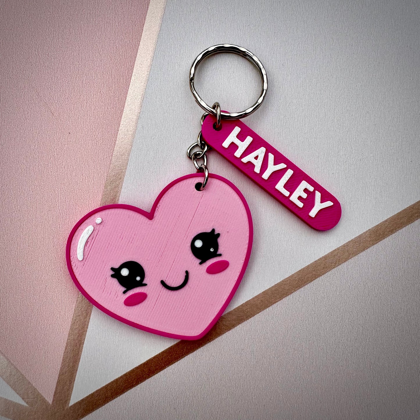 Heart Kawaii Keychain/Keyring - 3D Printed - Personalised - Gifts - Party Bag Fillers Favours - Name Tags School - Cute - Besties BBF - Love