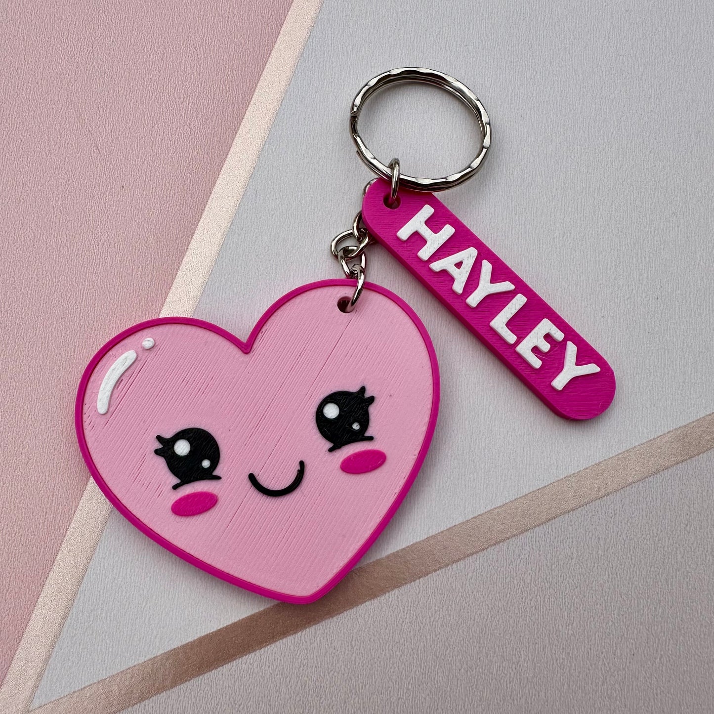 Heart Kawaii Keychain/Keyring - 3D Printed - Personalised - Gifts - Party Bag Fillers Favours - Name Tags School - Cute - Besties BBF - Love