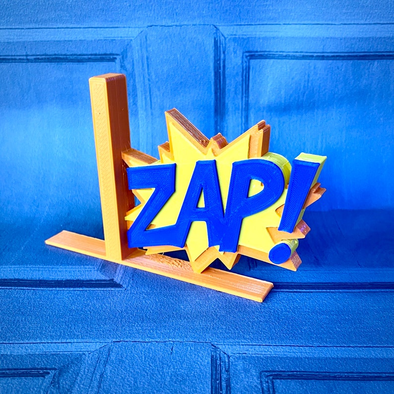 Zap! Comic Style Bookends - 3D Printed - Book Storage - Childrens Bedroom - Cartoon- KaPow- Cosplay - Office - Library - Fun Gift - Reading
