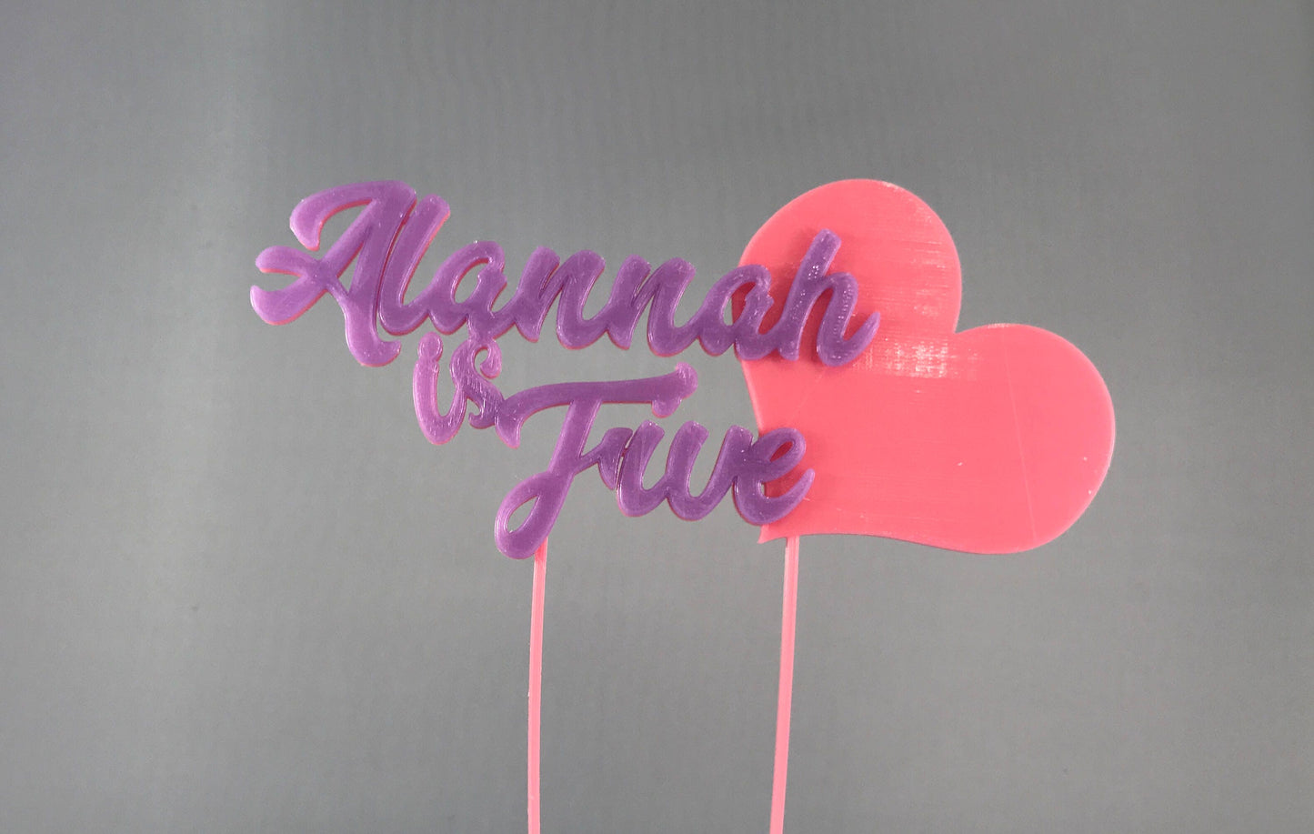 Cake Topper Personalised 3D Printed - Cake Decorations - Birthday - Party Supplies - Star - Heart - Girls - Boys