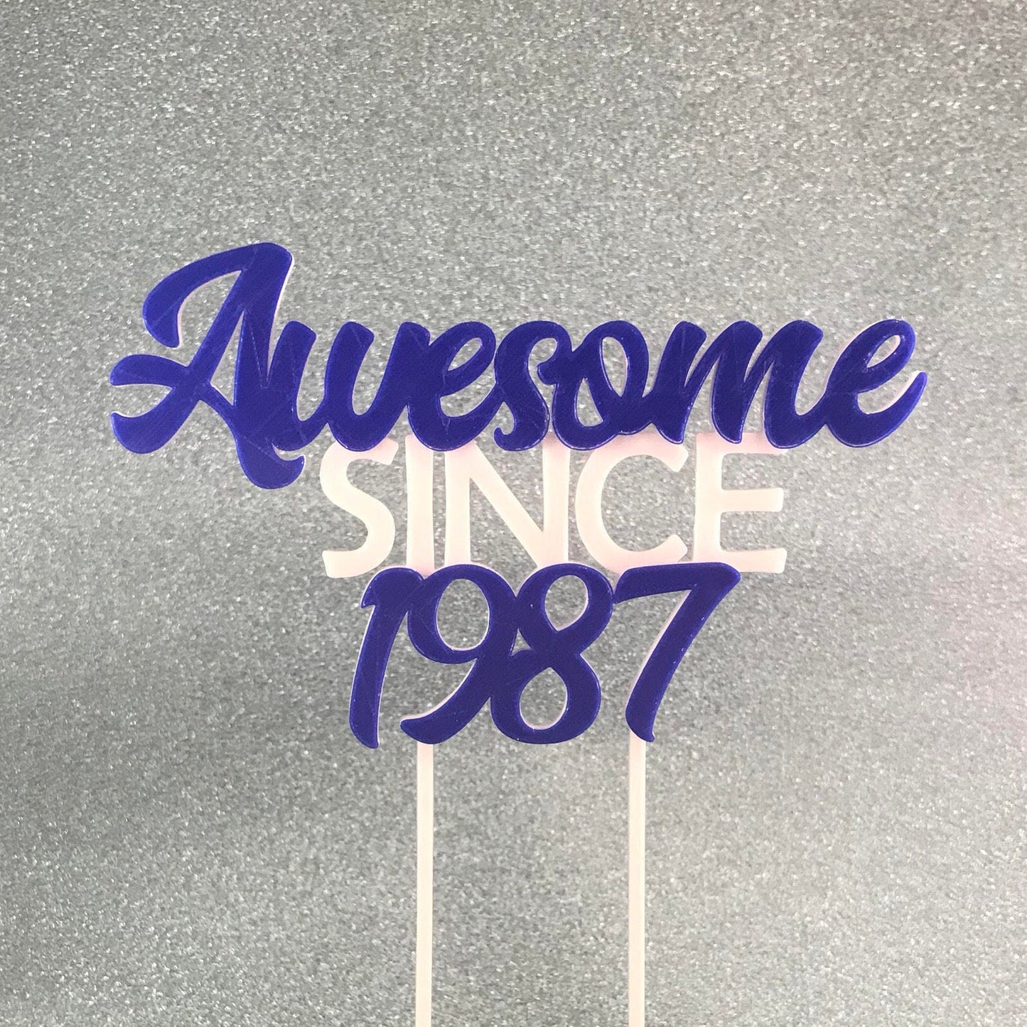 Awesome Since 1987 - Birthday Cake Topper - 30th/18th/21st/40th/50th/60th/70th - Fully Personalised - Cake Decorations - Party Supplies