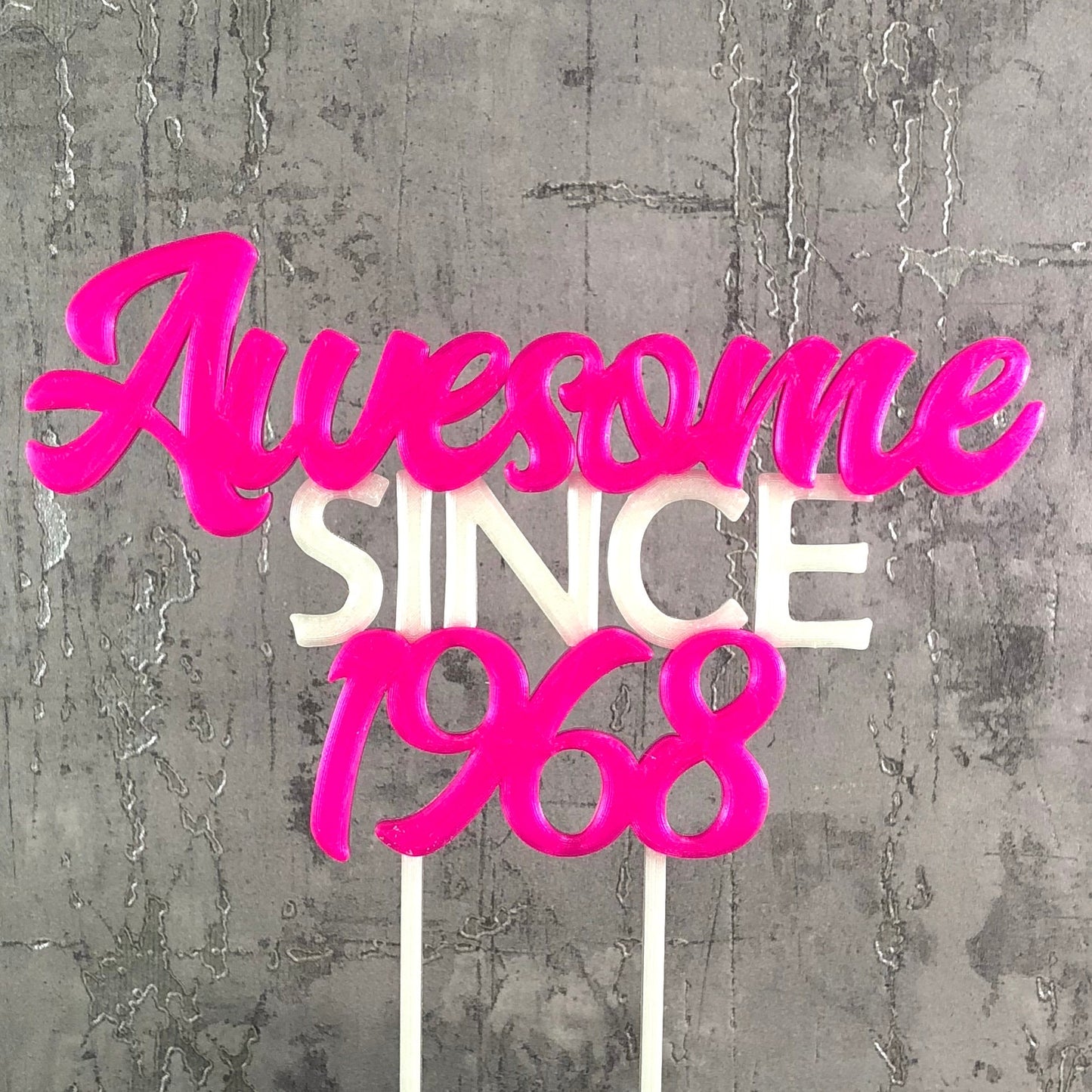 Awesome Since 1969 - Birthday Cake Topper - 50th/18th/21st/30th/40th/60th/70th - Personalised - Cake Decorations - Party Supplies