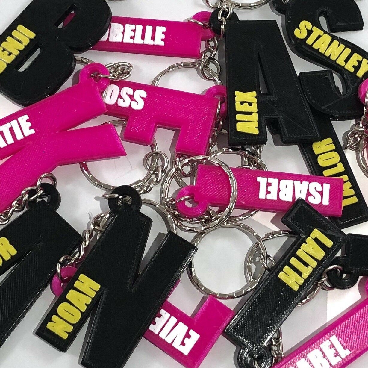 Initial Keychain/Keyring - 3D Printed - Personalised - Personalized - Party Bag Fillers - Name Tags - Book Bag- Under 5 Pounds