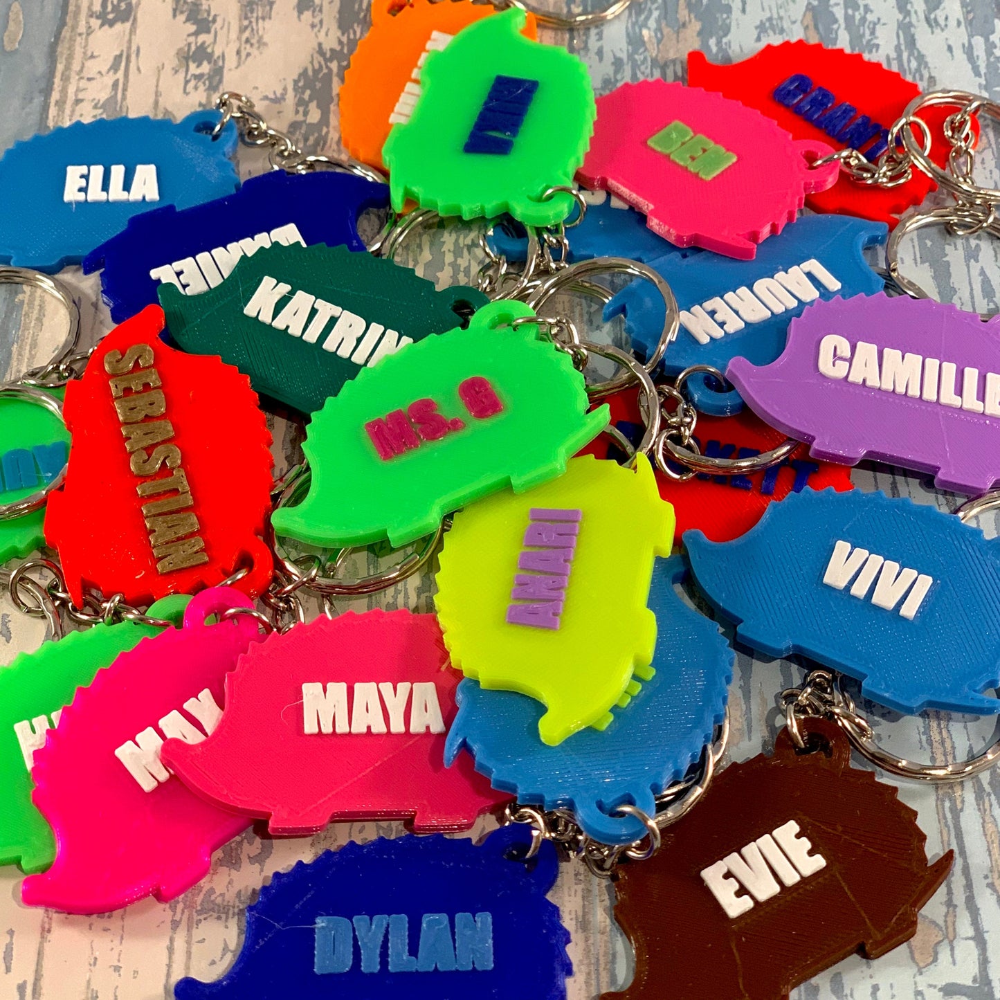 Hedgehog Keyring - Keychain - Personalised 3D Printed - Party Bag Favours - Gifts under 5 pounds - Fun Gift - Stocking Filler