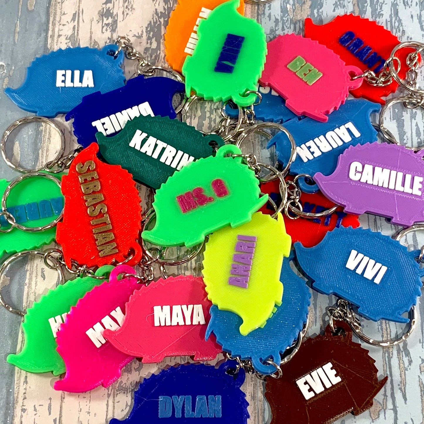 Hedgehog Keyring - Keychain - Personalised 3D Printed - Party Bag Favours - Gifts under 5 pounds - Fun Gift - Stocking Filler