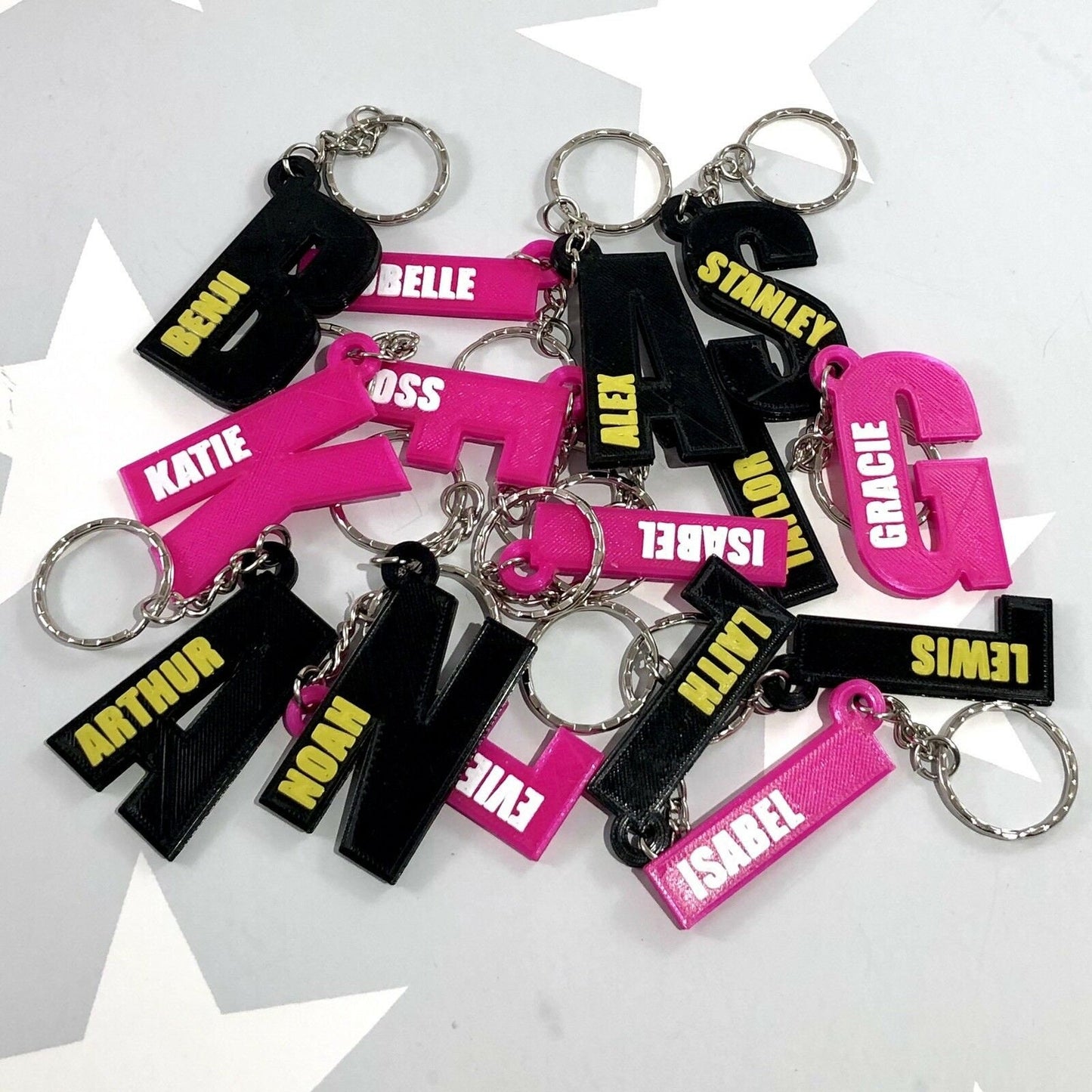 Initial Keychain/Keyring - 3D Printed - Personalised - Personalized - Party Bag Fillers - Name Tags - Book Bag- Under 5 Pounds