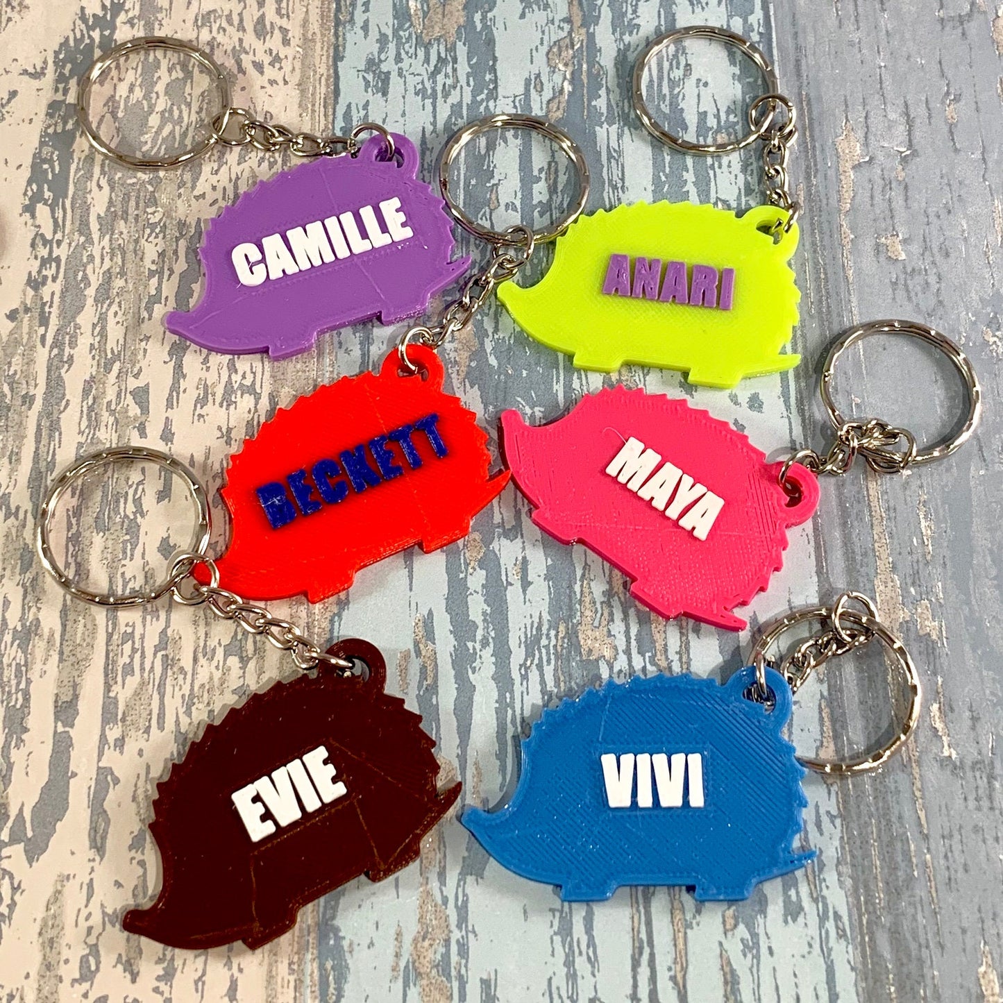 Hedgehog Keyring - Keychain - Personalised 3D Printed - Party Bag Favours - Gifts under 5 pounds - Fun Gift - Stocking Filler