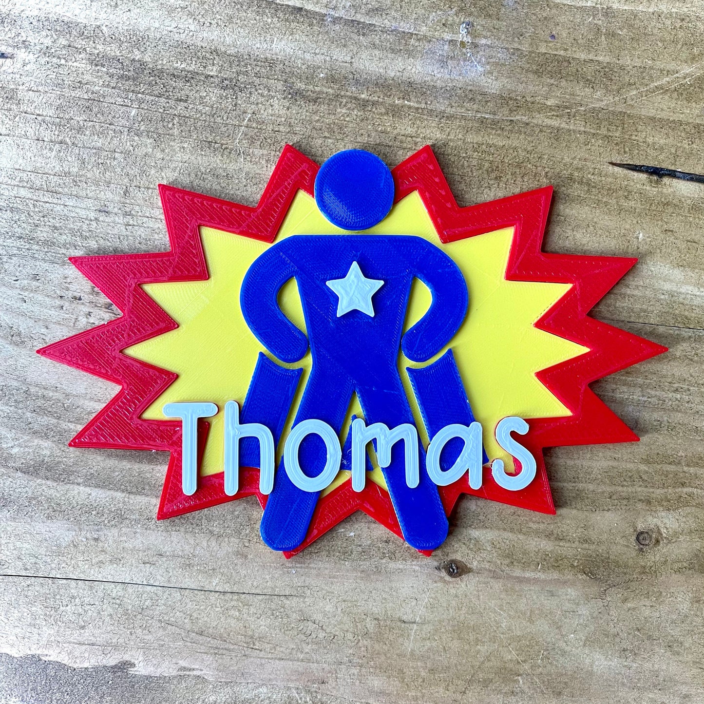 Superhero Door Plaque - 3D printed - Personalised - Bedroom Sign - Children - Kids Room - Comic Fan - Superheroes - Cosplay - Geek