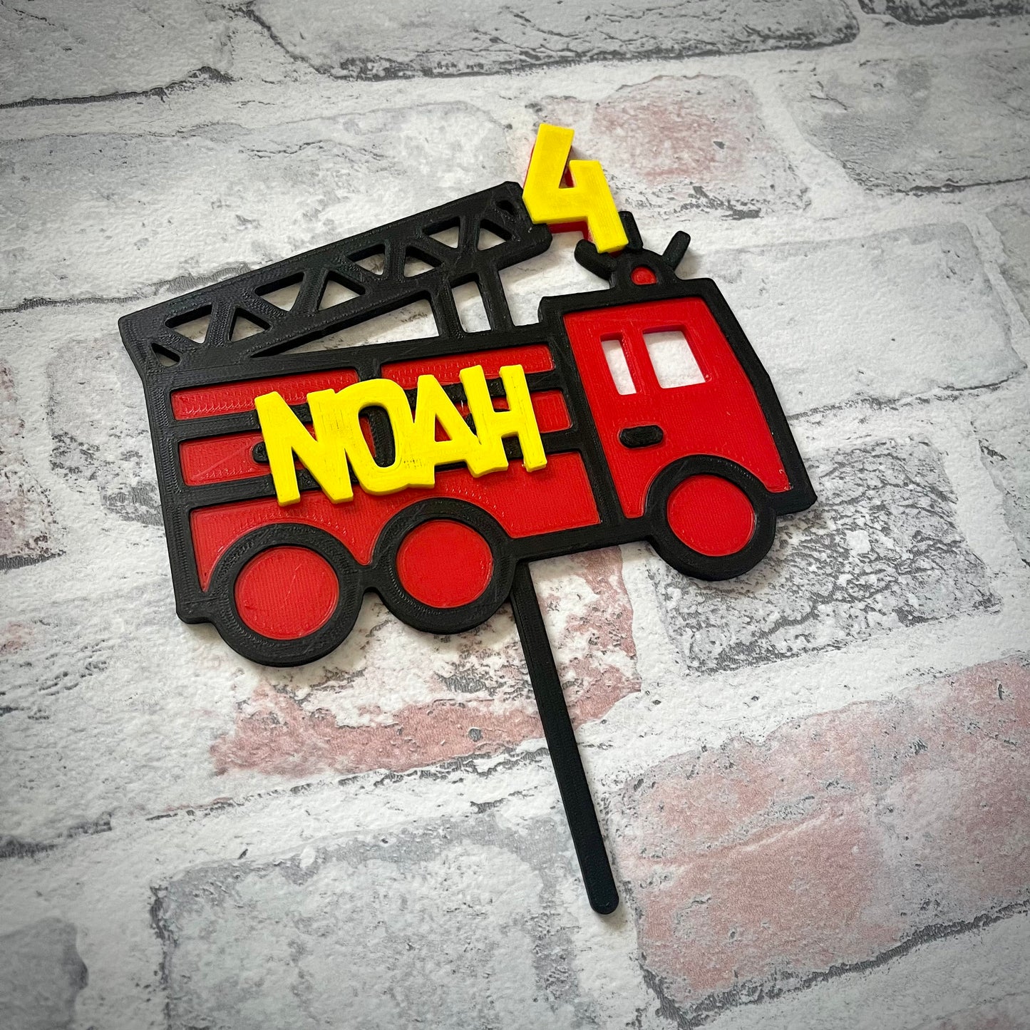 Fire Engine Cake Topper - Fireman - Personalised - Vehicles - Fire Man - Key Worker - Birthday Cake Topper - Party Supplies - Baking