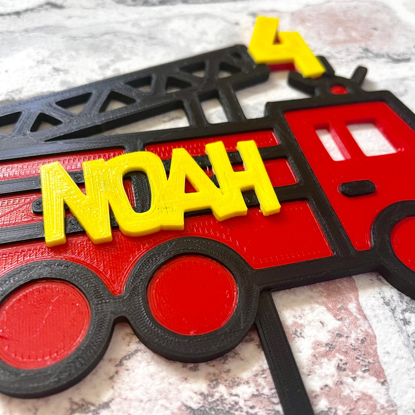 Fire Engine Cake Topper - Fireman - Personalised - Vehicles - Fire Man - Key Worker - Birthday Cake Topper - Party Supplies - Baking