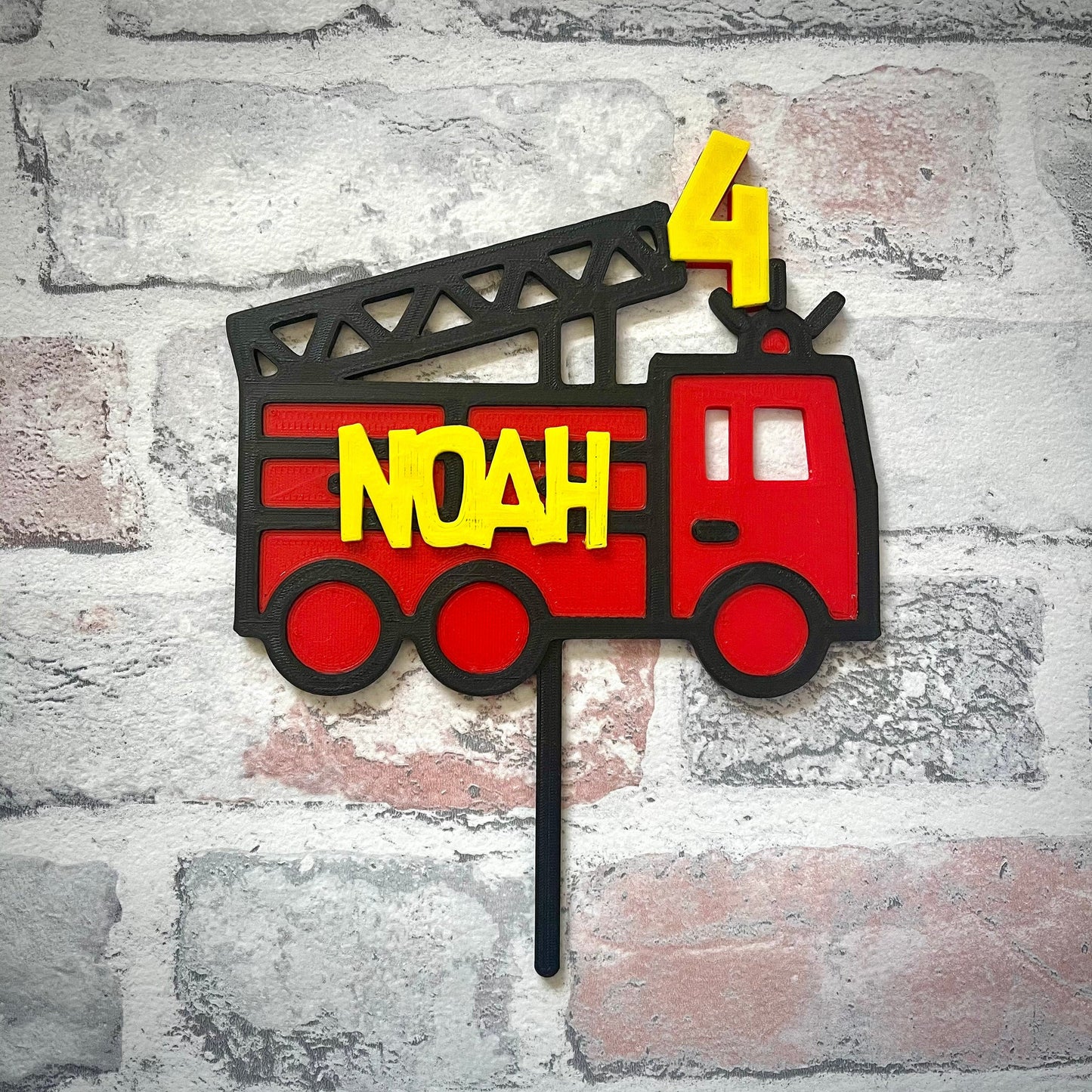 Fire Engine Cake Topper - Fireman - Personalised - Vehicles - Fire Man - Key Worker - Birthday Cake Topper - Party Supplies - Baking