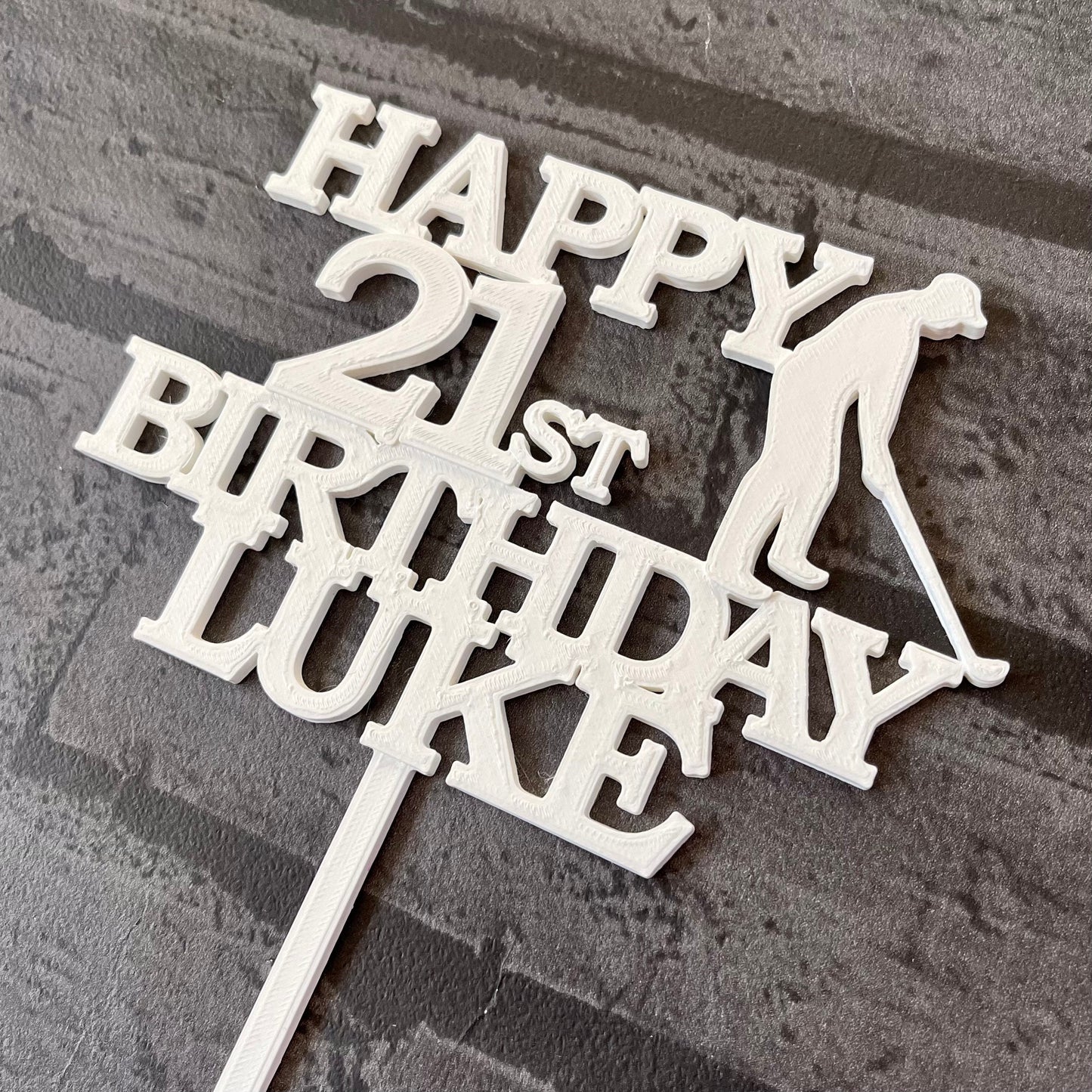 Golf Golfer Birthday Cake Topper - Personalised - Sports Fan - Party Supplies - Hobby - Son - Grandad - Dad - Father - Athlete
