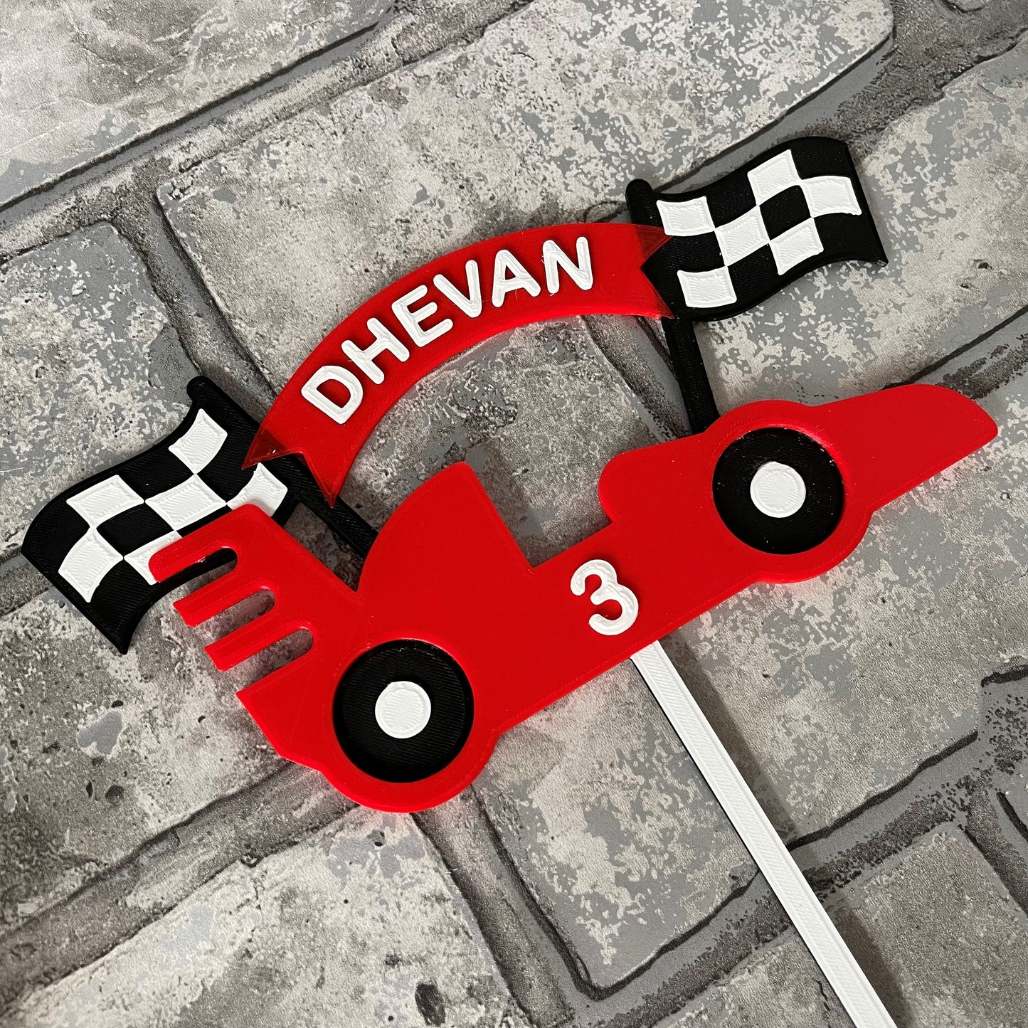 Race Car Cake Topper - Soldier - Personalised - Vehicles - Motorsports - Birthday Cake Topper - Party Supplies
