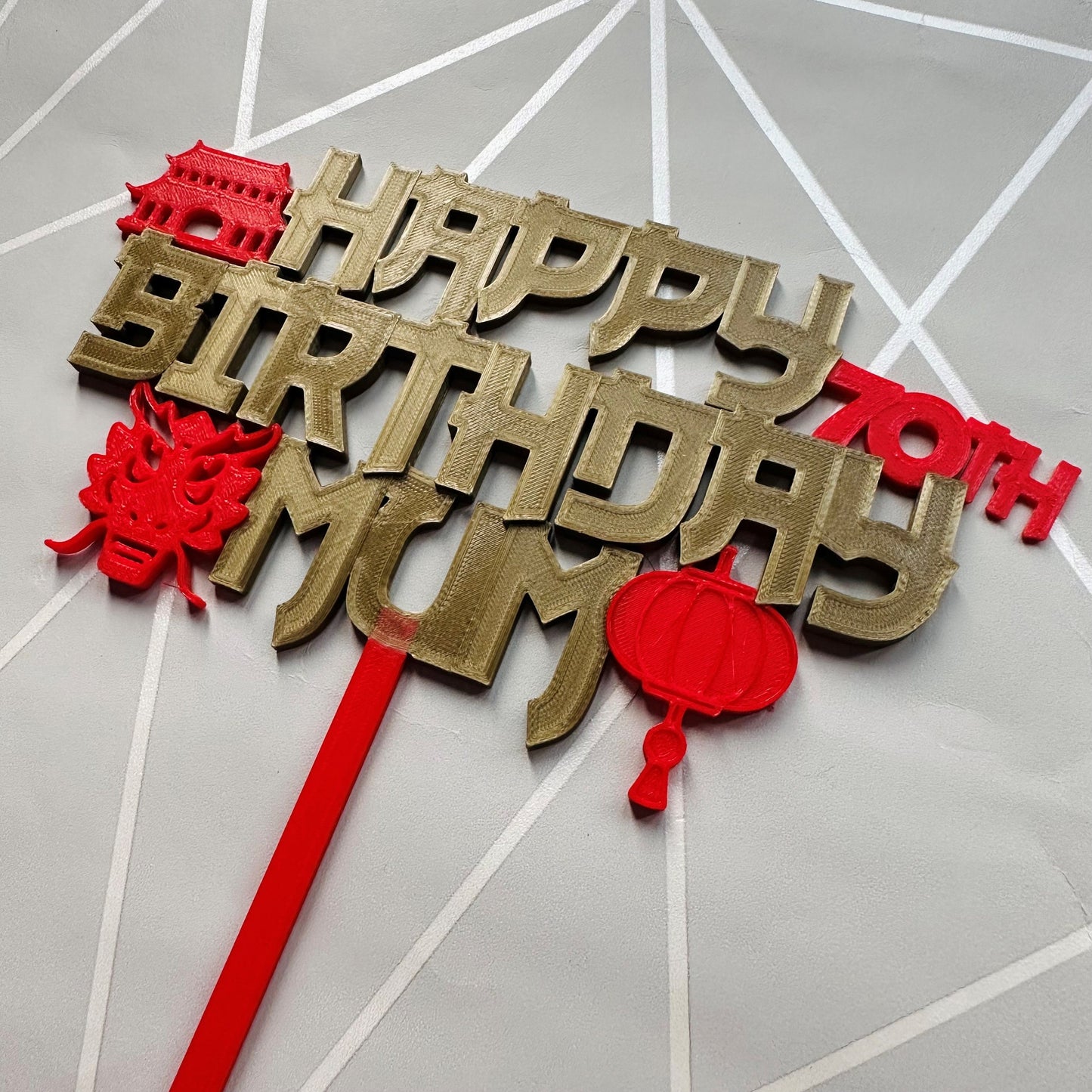 Chinese New Year Cake Topper - Birthday - New Year - Asia - China - Dragon - Personalised - Cake Decorations - Party Supplies