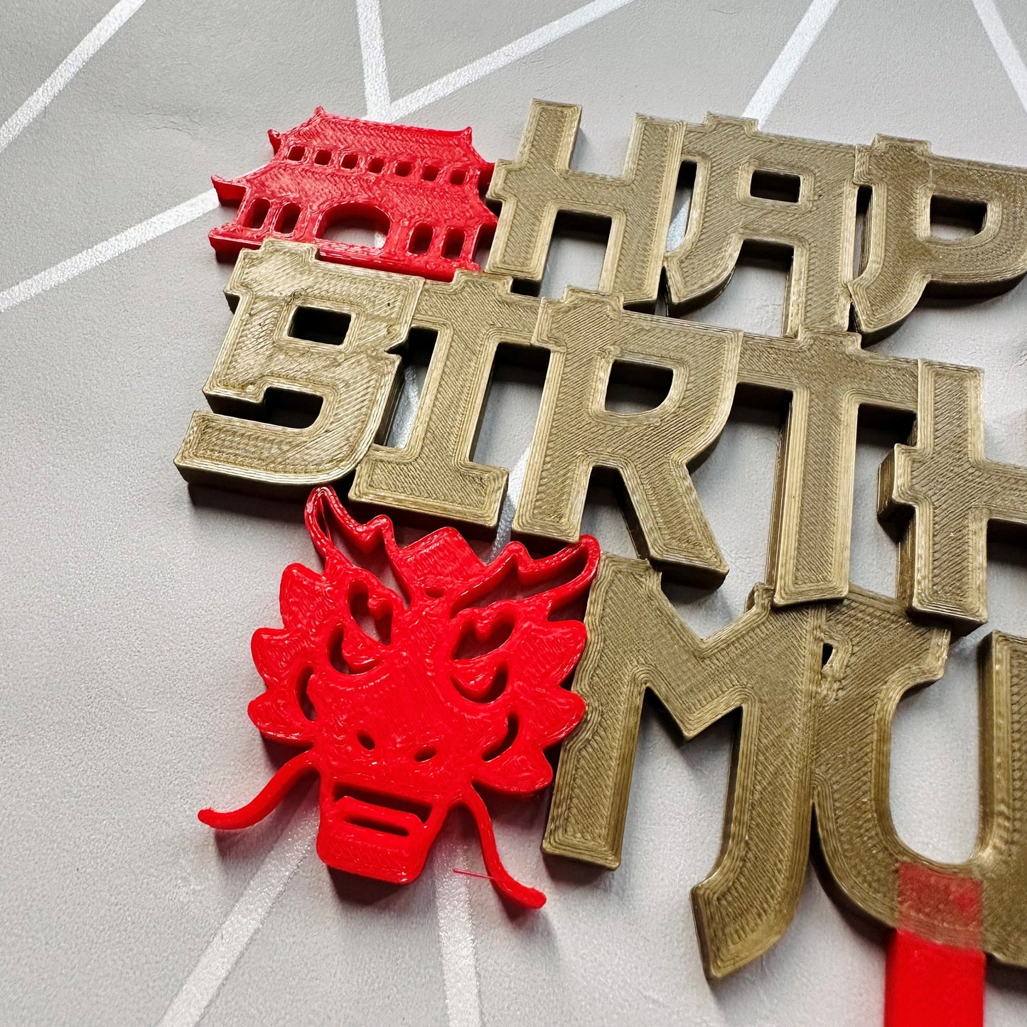 Chinese New Year Cake Topper - Birthday - New Year - Asia - China - Dragon - Personalised - Cake Decorations - Party Supplies