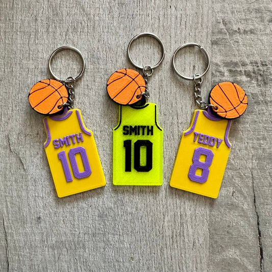 Basketball Shirt Keyring - Keychain - Personalised 3D Printed - Team - Sportsman - Fun Gift - Stocking Filler - Sports