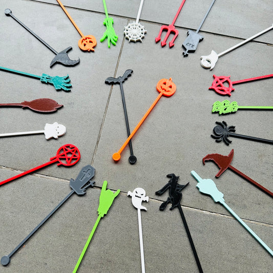 Halloween Drink Stirrers Mixers - Cocktails - 3D Printed - Personalised - Spooky - Pumpkin - Halloween Party - Witches - Party Decorations (Copy)
