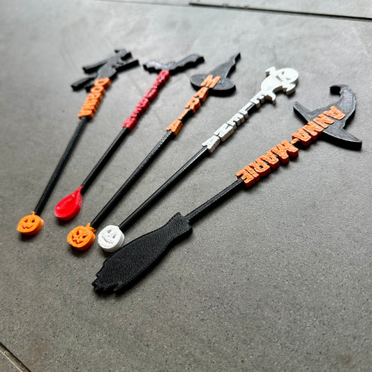 Halloween Drink Stirrers Mixers - Cocktails - 3D Printed - Personalised - Spooky - Pumpkin - Halloween Party - Witches - Party Decorations