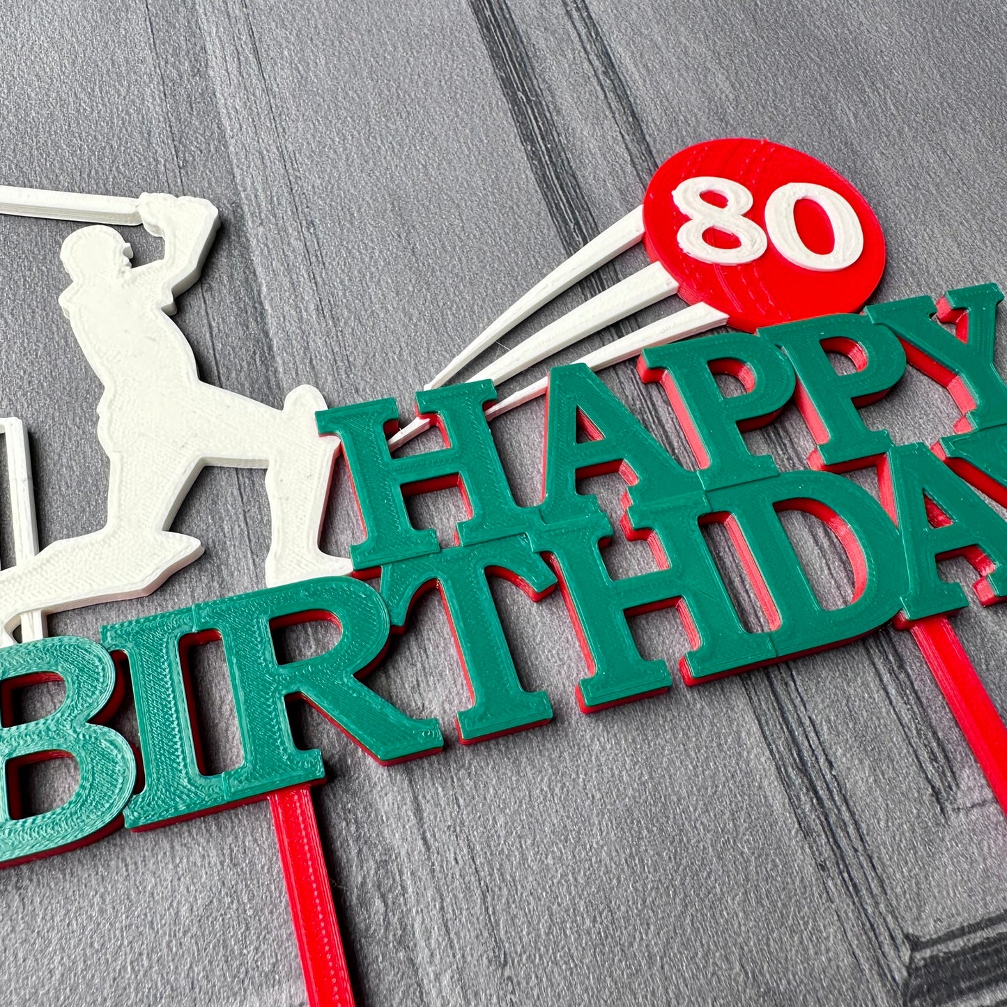 Cricket Cake Topper - Personalised - Sport - Birthday Cake Topper - Party Supplies - Batsman - Batting - Cricket Bat Ball - Wicket - Stumps