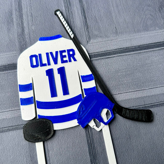 Ice Hockey Cake Topper - Personalised - Sports - Birthday Cake Topper - Party Supplies - Baking - Team - Sportsman - Rink - Ice Skates