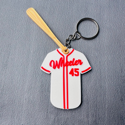 Baseball Shirt Keyring - Keychain - Personalised 3D Printed - Team - Sportsman - Fun Gift - Stocking Filler - Sports - Hoops