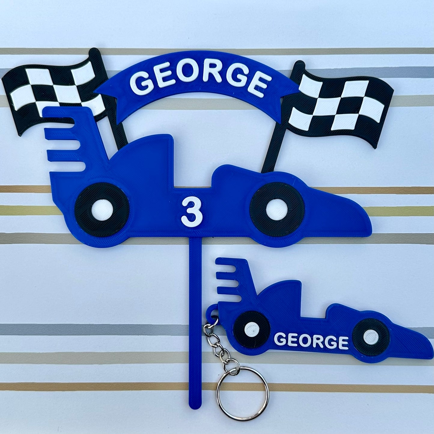 Personalized Personalised 3D Printed Race Car Keyring
