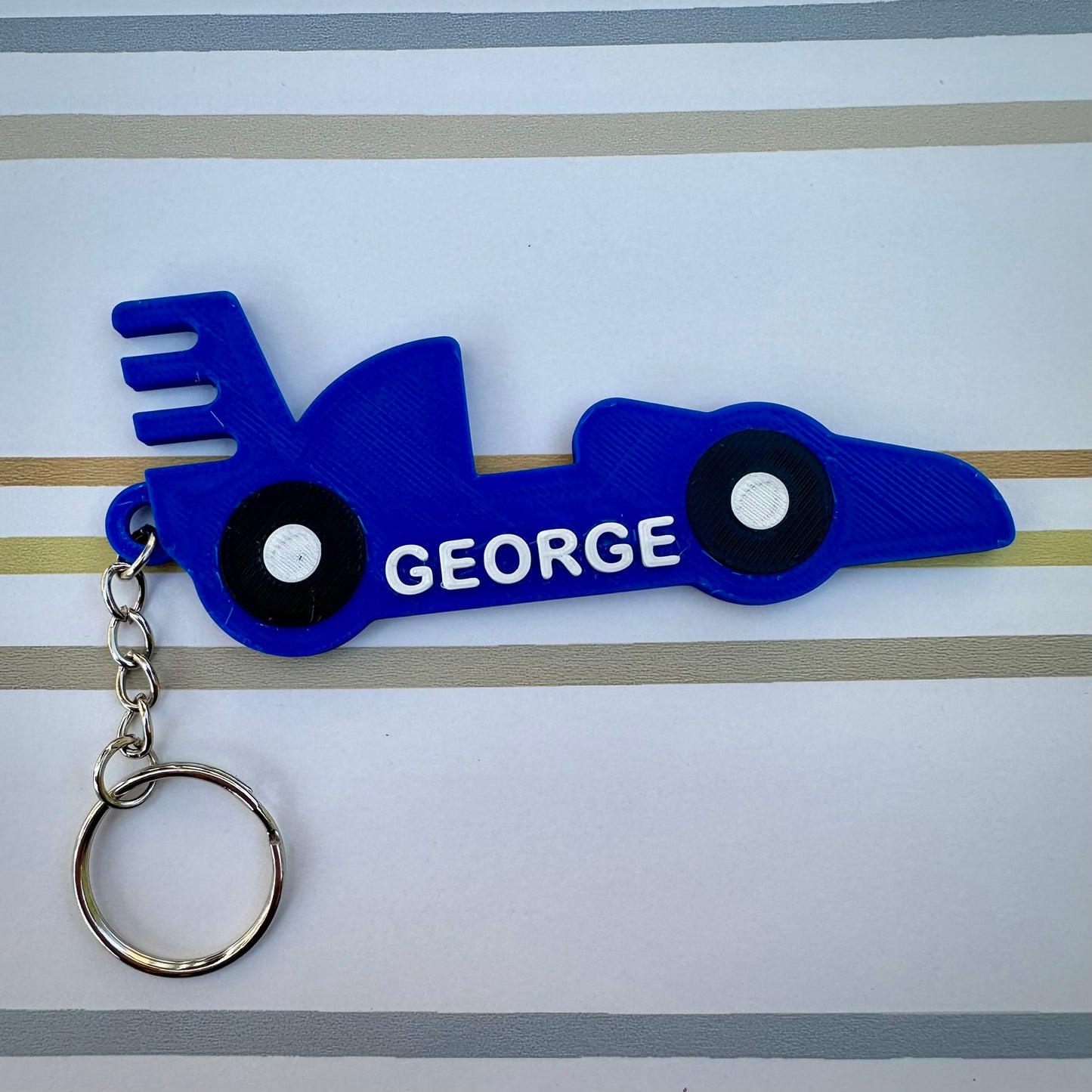 Personalized Personalised 3D Printed Race Car Keyring