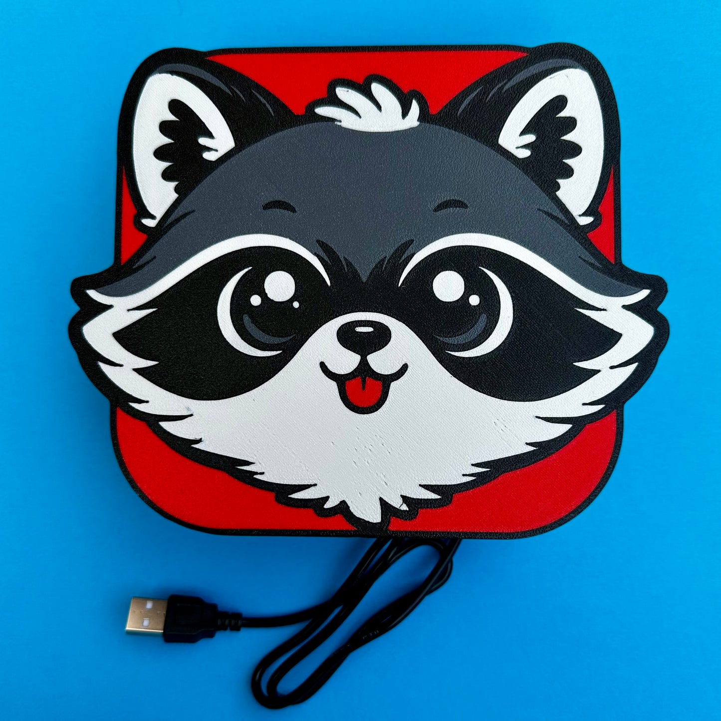 Kawaii Raccoon LED Light Box – Color Changing Night Light, Bedroom Decor (USB)