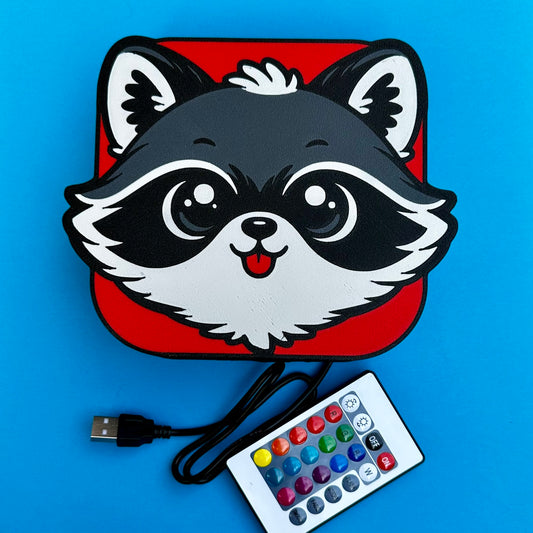 Kawaii Raccoon LED Light Box – Color Changing Night Light, Bedroom Decor (USB)