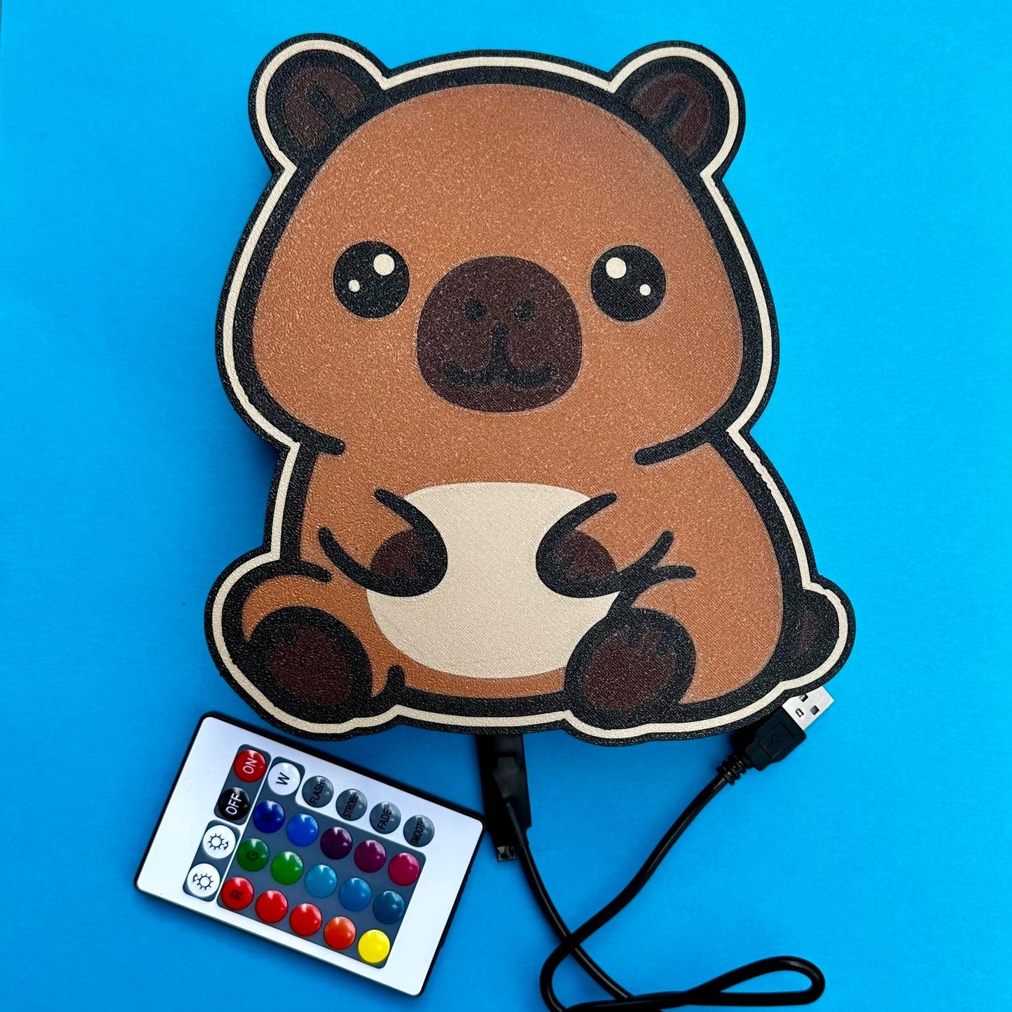 Kawaii Capybara LED Light Box – Color Changing Night Light, Bedroom Decor (USB)