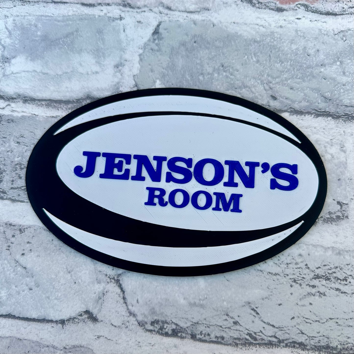 Rugby Personalised Door Plaque - 3D Printed Nursery Decor Sports Room
