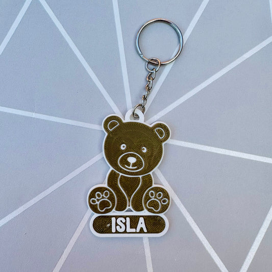 Personalised Teddy Bear Keychain: 3D Printed Name Tag, Party Bag Filler