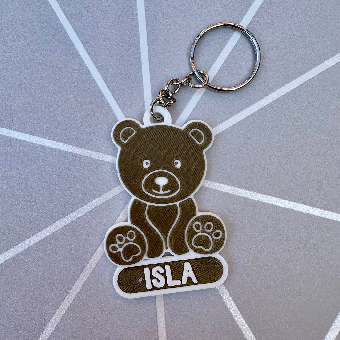 Personalised Teddy Bear Keychain: 3D Printed Name Tag, Party Bag Filler