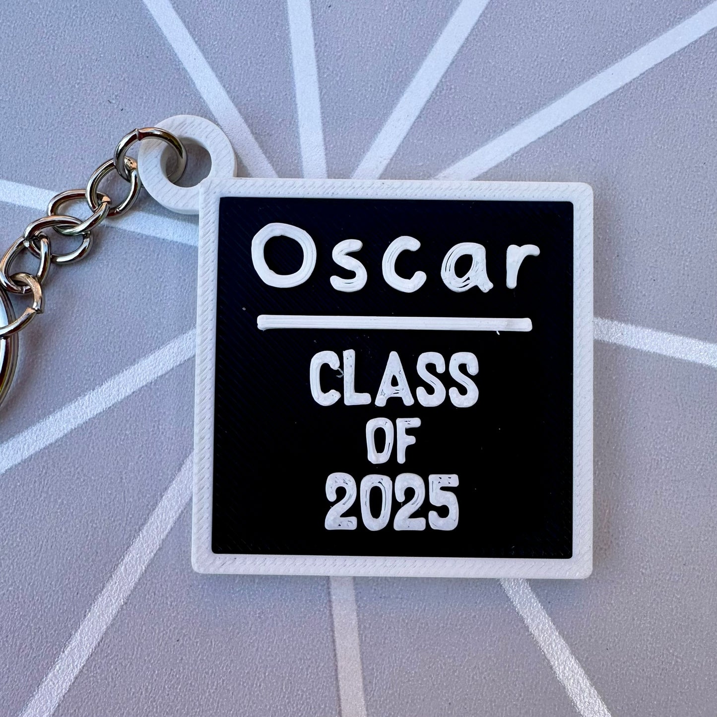 Teacher Chalkboard Personalized Personalised Keyring: 3D Printed School Leavers Gift