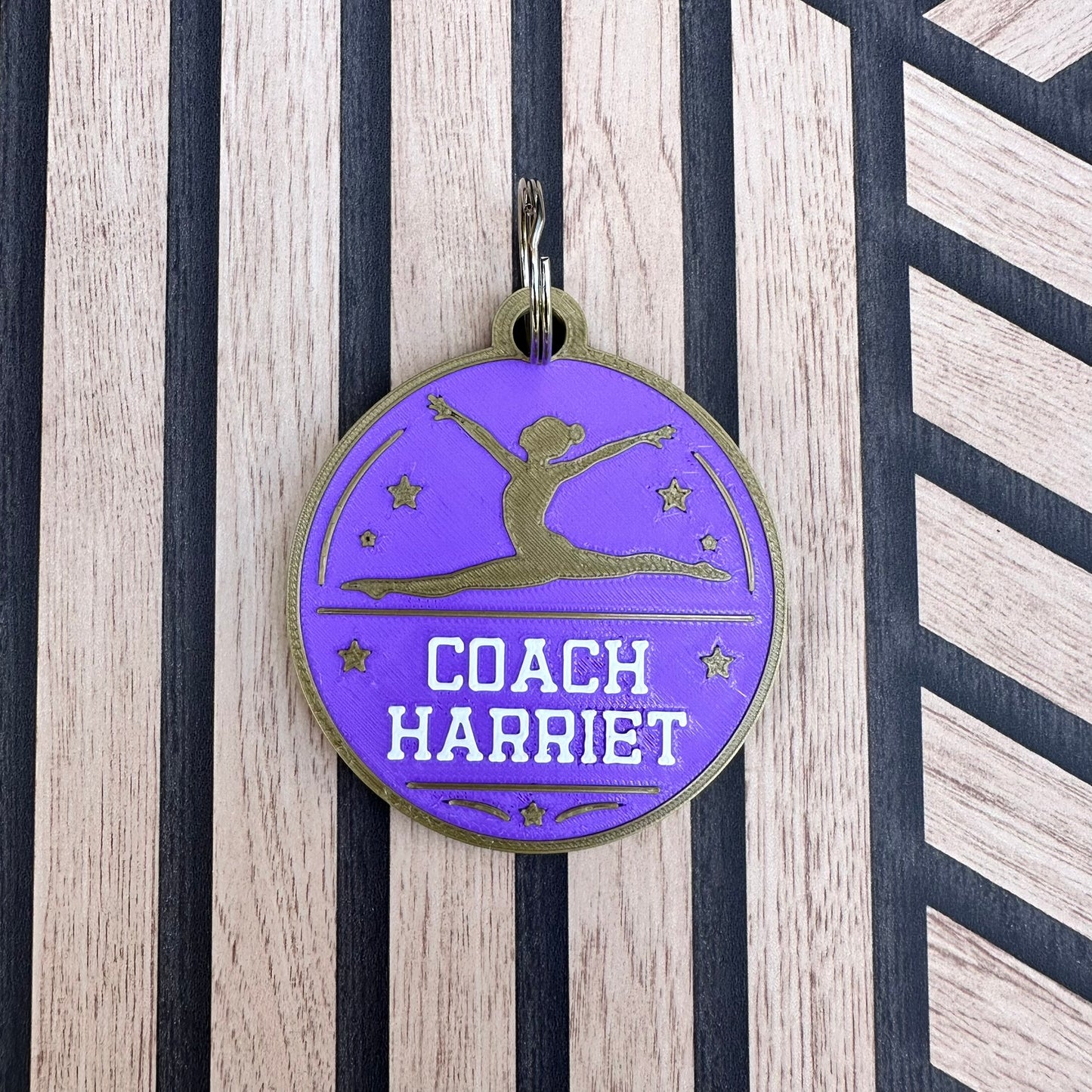 Personalised 3D Printed Gymnastics Keyring – Custom Name Gymnast Coach Bag Tag