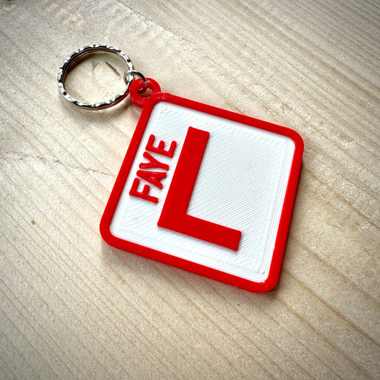 L plate Keyring - Learner Plates - Keychain - Personalised 3D Printed - New Driver - Fun Gift - Driving Test - Stocking Filler - Instructor